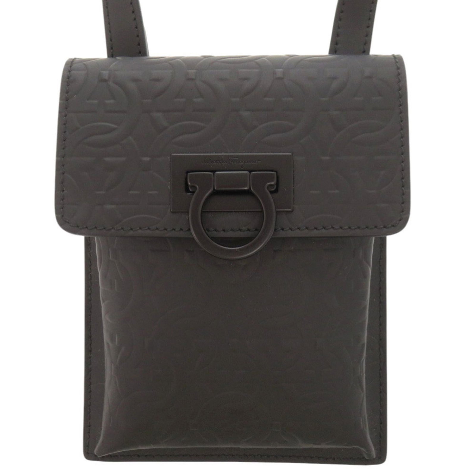 Ferragamo Leather Shoulder Bag: Ferragamo Leather Shoulder Bag Black leather shoulder bag from Salvatore Ferragamo, measuring 18.5cm x 14.5cm, comes with a dust bag for protection. This Italian-made bag features high-quality