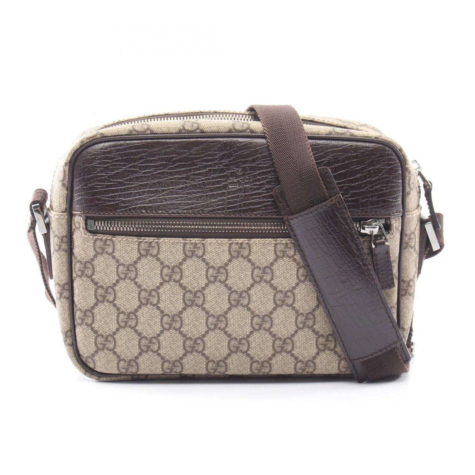 Gucci Plus Leather Bag Shoulder: Gucci Plus Leather Bag Shoulder Gucci Plus Leather Bag Shoulder in Beige and Brown, featuring GG plus material and a classic shoulder design. This stylish bag measures 16.5cm x 22cm x 7cm, making it