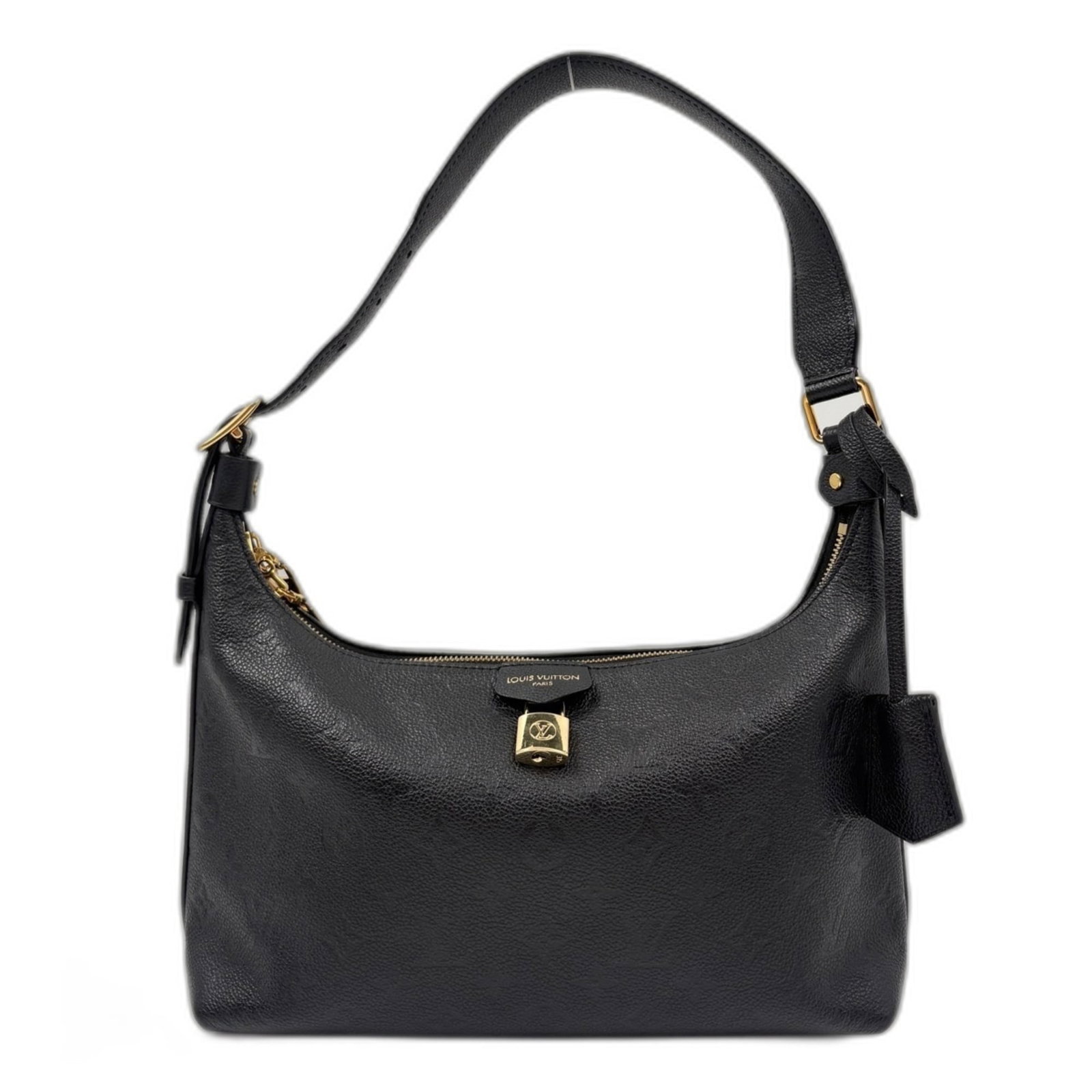 Shoulder Bag by Louis Vuitton: Shoulder Bag by Louis Vuitton Black Louis Vuitton shoulder bag with a classic design, featuring a 16cm x 31cm x 9cm size and adjustable strap length of 33cm - 43cm. The bag's sleek black color and