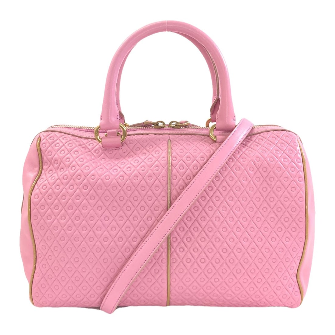 Tods 2Way Handbag Leather: Tods 2Way Handbag Leather Pink Tods 2Way Handbag with detachable strap, made from high-quality leather, features a zip closure and measures 8.7 inches in height and 5.5 inches in depth. The exterior i