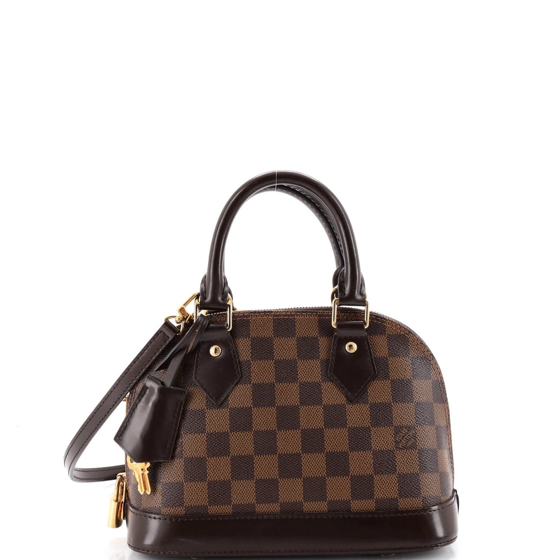 Louis Vuitton Alma Handbag Damier BB: Louis Vuitton Alma Handbag Damier BB The Louis Vuitton Alma Handbag Damier BB is a classic shoulder bag with a timeless design. Featuring a brown canvas coated leather exterior and a striking red