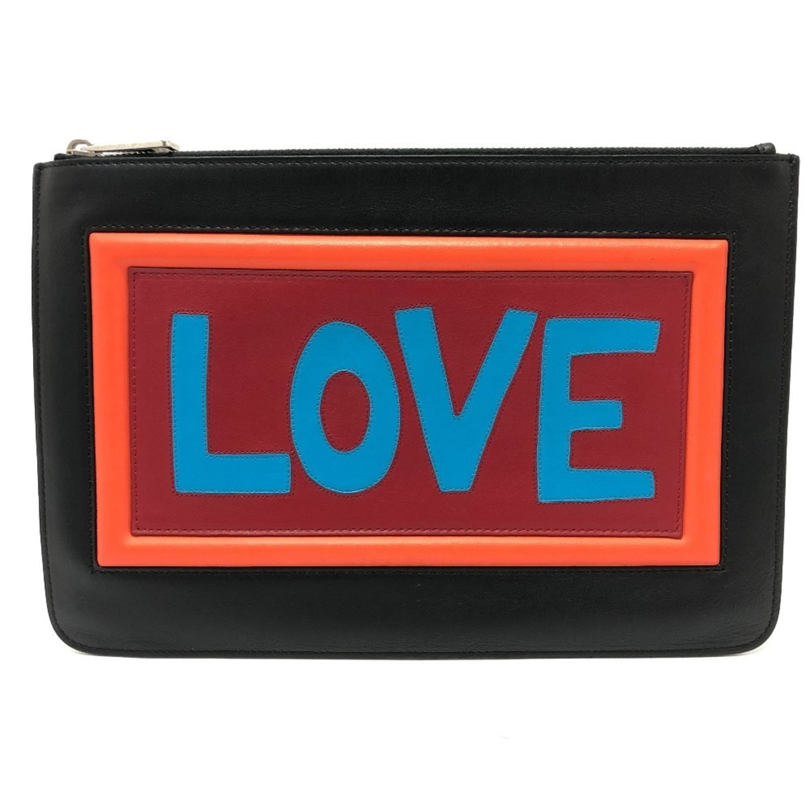 Fendi Bag Leather Clutch: Fendi Bag Leather Clutch Black leather Fendi bag with multi-color design, measuring 20cm x 30cm. The clutch features a sleek and stylish design, perfect for adding a touch of luxury to any outfit.