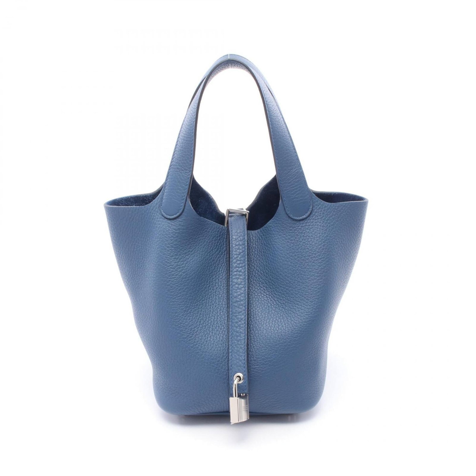 Clemence Leather Handbag Taurillon Hermes: Clemence Leather Handbag Taurillon Hermes Taurillon clemence leather handbag from Hermes, featuring a striking blue color and silver hardware. This women's handbag measures 18.5cm x 19cm x 13.5cm and 