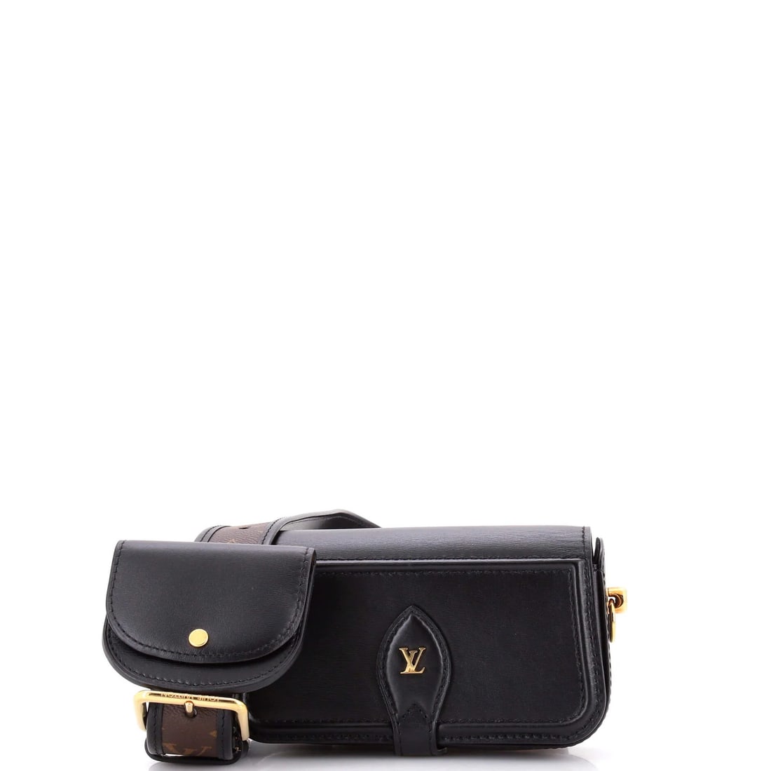 Louis Vuitton Officier Leather Pouch: Louis Vuitton Officier Leather Pouch The Louis Vuitton Officier Leather Pouch is a stylish shoulder bag with a classic design. Made from high-quality black leather, this bag features gold hardware