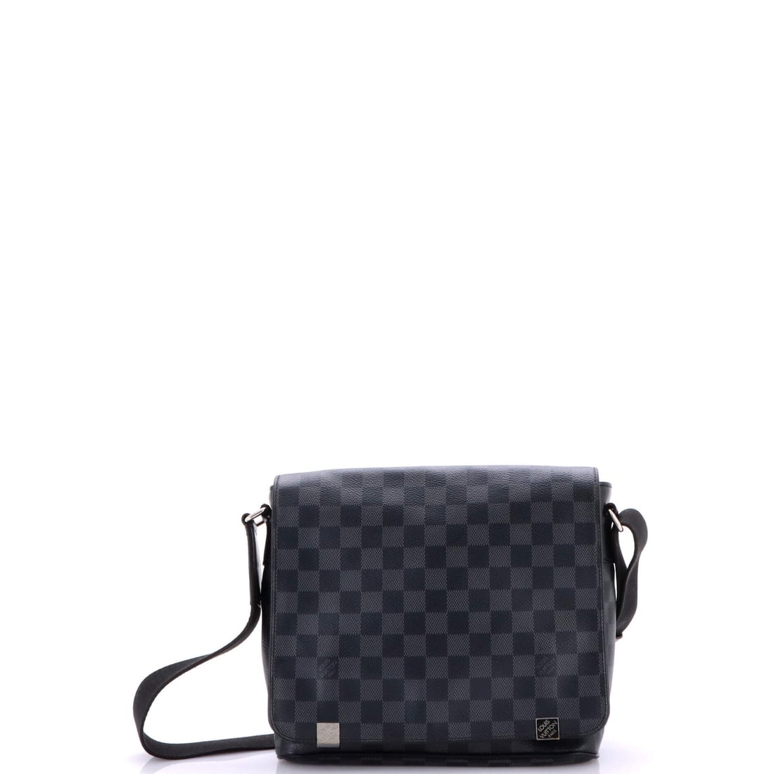 Louis Vuitton District NM Messenger Bag Damier Graphite PM: Louis Vuitton District NM Messenger Bag Damier Graphite PM Black canvas coated Louis Vuitton District NM Messenger Bag Damier Graphite PM with silver hardware and black interior, featuring a classic