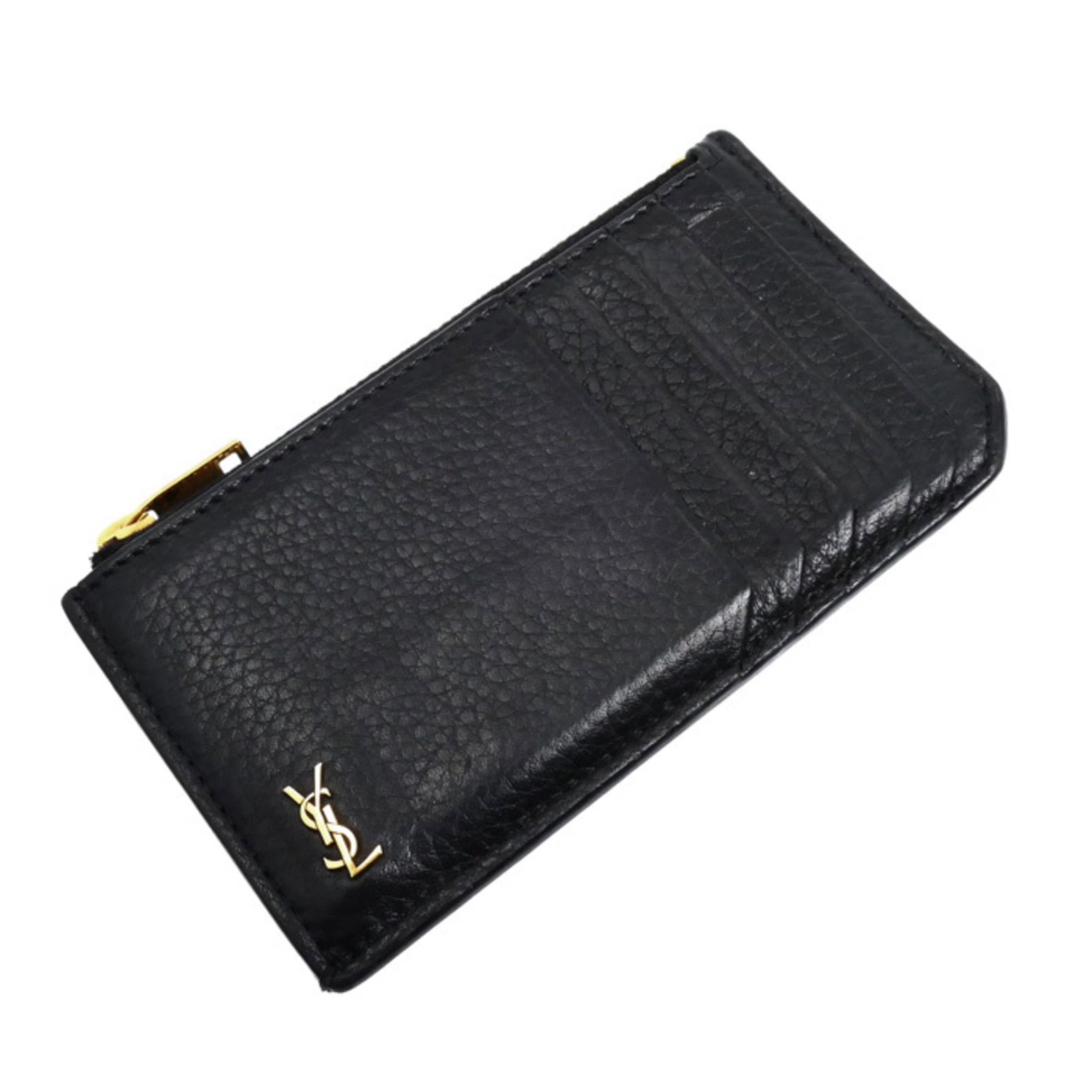 Laurent Saint Card Case Leather: Laurent Saint Card Case Leather The Laurent Saint Card Case Leather is a sleek, black leather card case made from high-quality materials, measuring 7cm x 13cm. Crafted in France, this stylish accessor