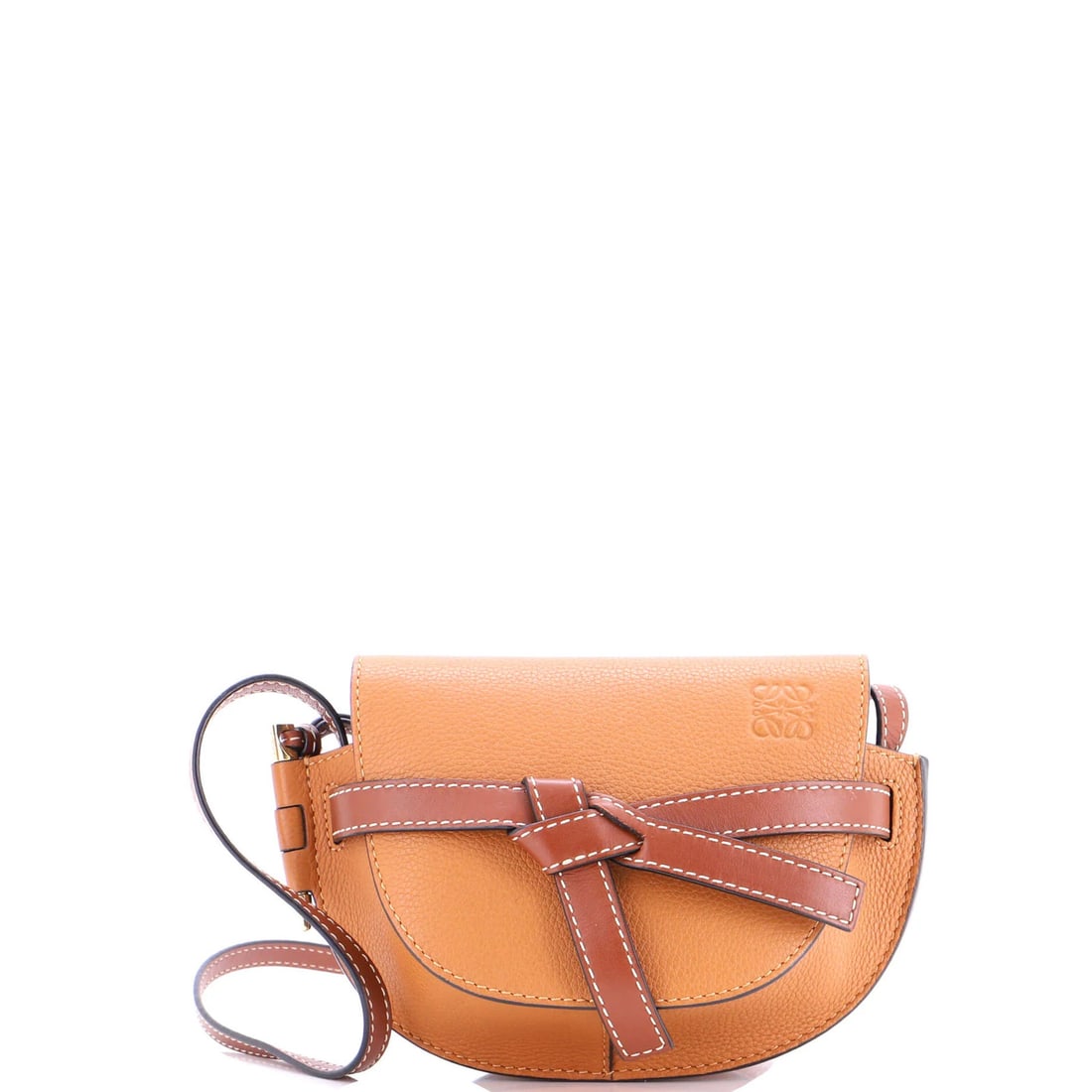 Leather Shoulder Bag Mini Gate: Leather Shoulder Bag Mini Gate The Loewe Leather Mini Gate Shoulder Bag is a stylish and compact accessory, measuring just 5" in height, 8" in width, and 4" in depth. With its brown leather exterior a
