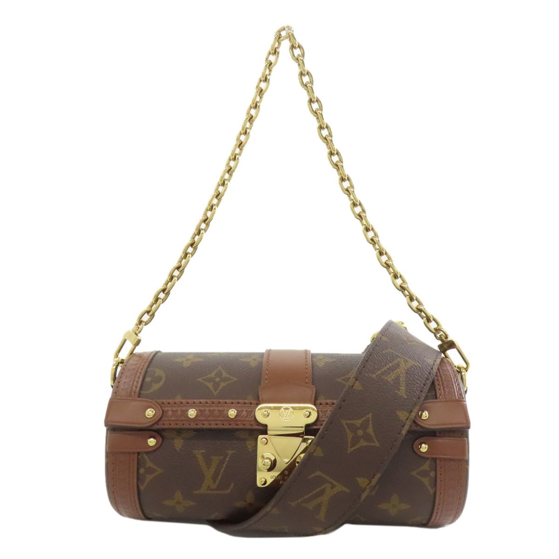 M57835 Louis Vuitton Papillon Monogram Canvas Shoulder Bag Trunk: M57835 Louis Vuitton Papillon Monogram Canvas Shoulder Bag Trunk Brown Monogram Canvas Louis Vuitton Papillon Shoulder Bag Trunk. This Louis Vuitton Papillon shoulder bag features a classic monogram