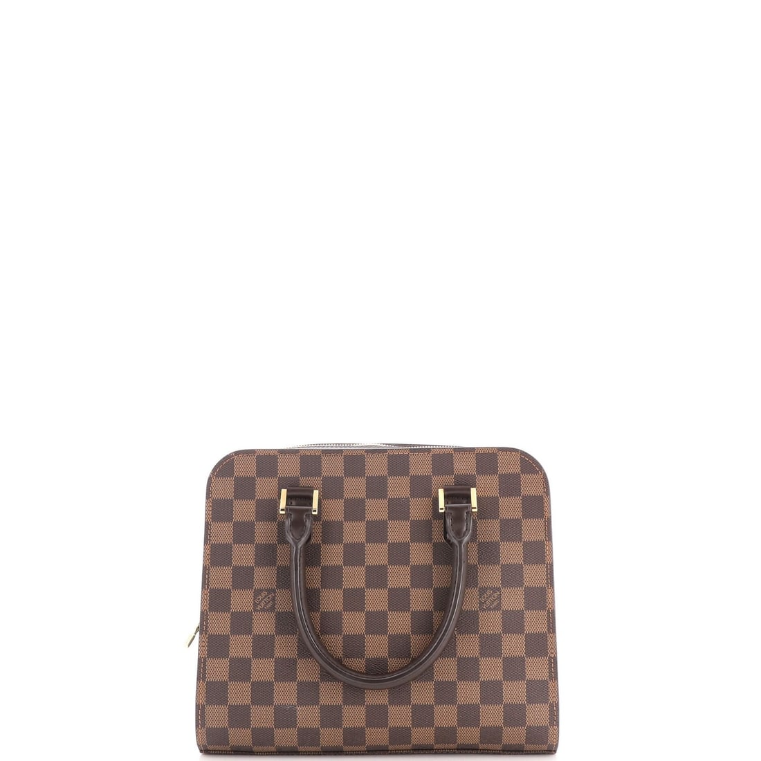 Louis Vuitton Triana Bag Damier: Louis Vuitton Triana Bag Damier The Louis Vuitton Triana Bag Damier in brown canvas is a stylish and classic satchel with clean lines and a timeless design. Measuring 9" in height and 10.5" in width,