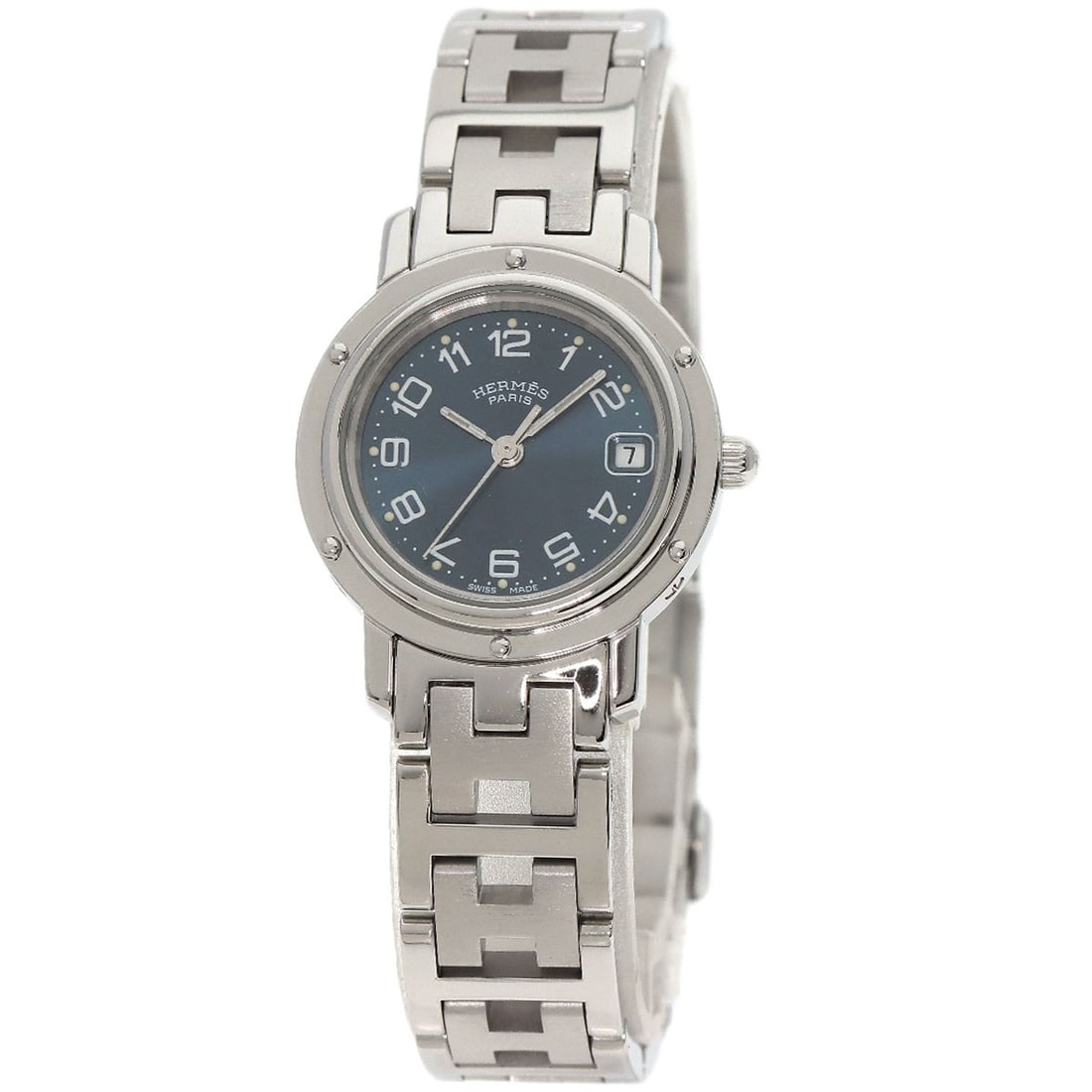 Hermes Clipper Watches Cl4.210 Stainless Steel/ Stainless Steel: Hermes Clipper Watches Cl4.210 Stainless Steel/ Stainless Steel Stainless steel case and silver bezel add a touch of sophistication to this 24mm analog watch, featuring a blue dial and quartz movement
