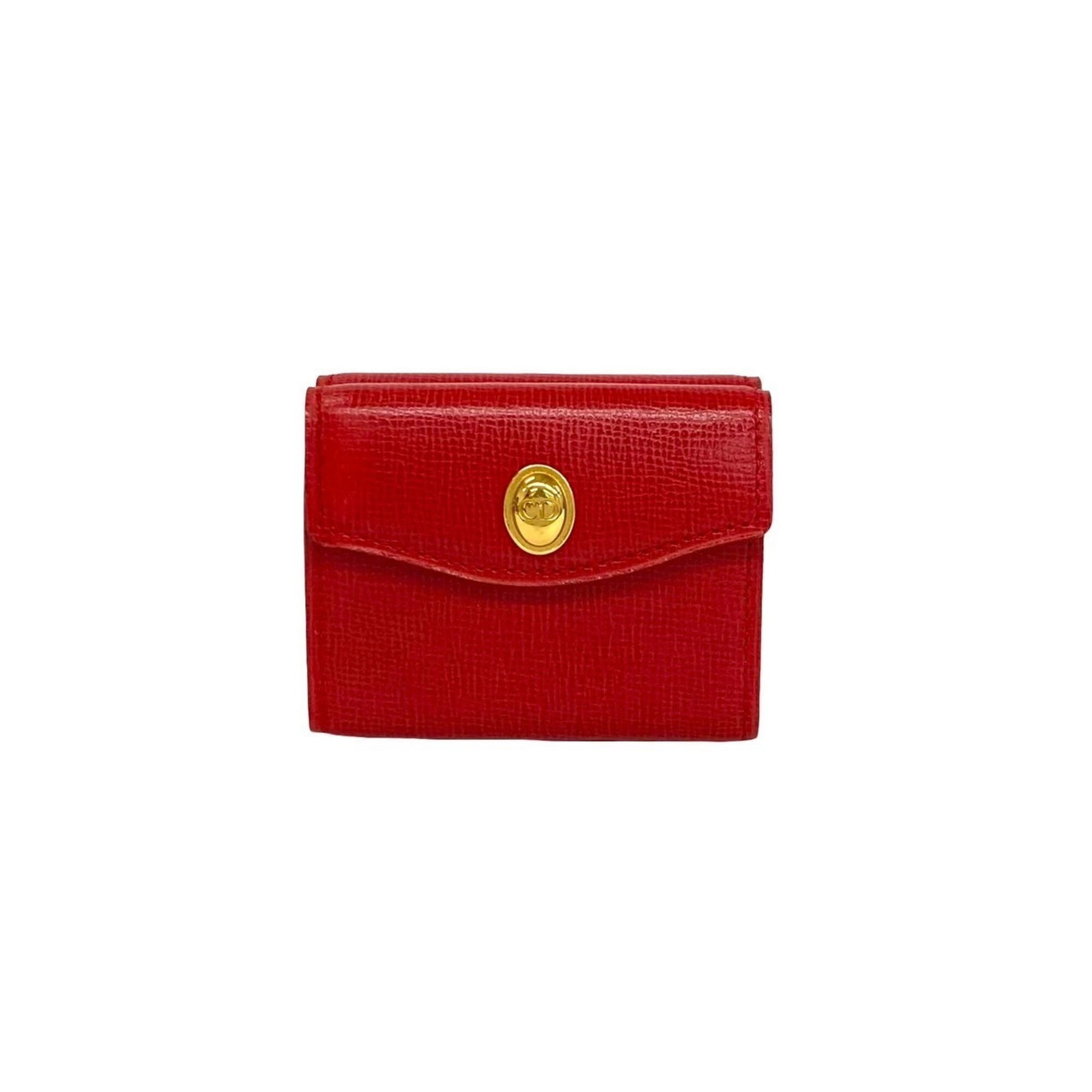 Christian Dior Wallet (Tri-Fold) Leather: Christian Dior Wallet (Tri-Fold) Leather Christian Dior's tri-fold leather wallet is a stylish accessory, featuring a bold red color and classic design. Made from high-quality leather, this wallet