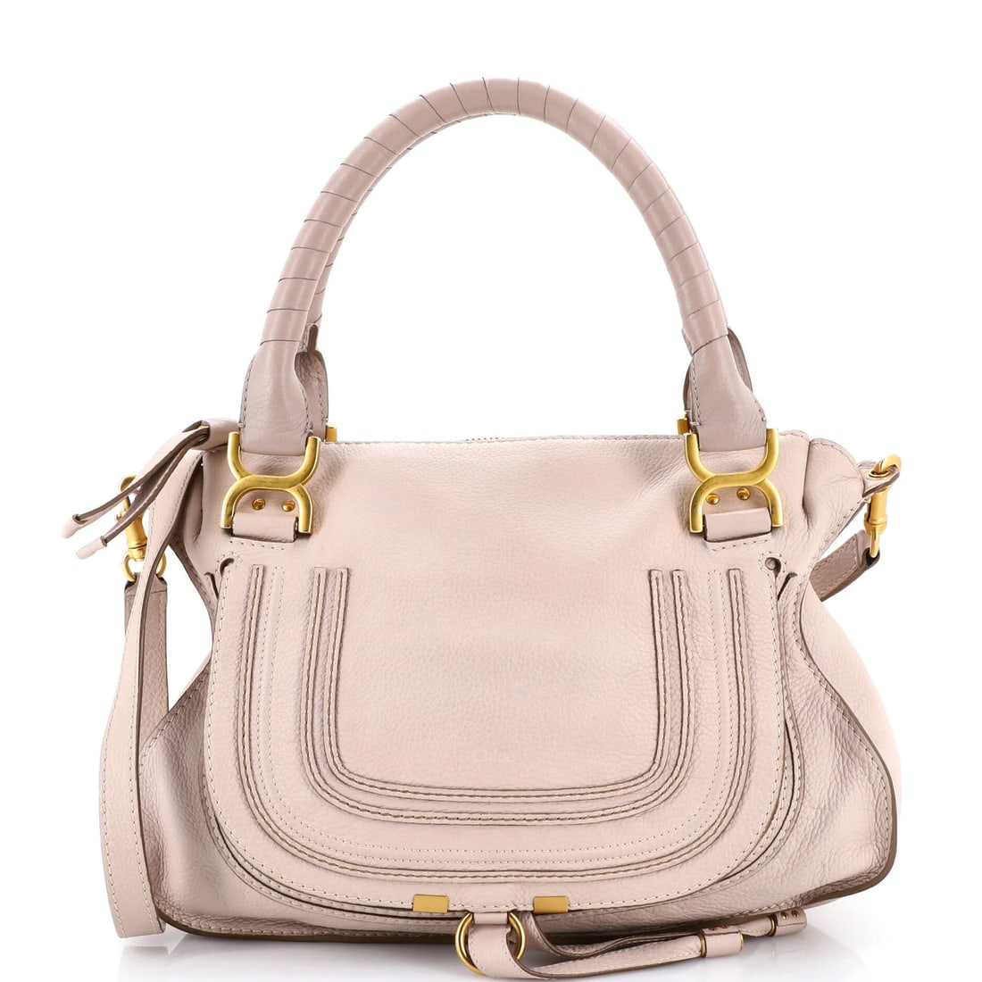 Chloe Satchel Marcie Leather Medium: Chloe Satchel Marcie Leather Medium Chloe's Marcie Satchel is a timeless medium-sized leather satchel with neutral exterior and green interior. Measuring 11" tall, 15" wide, and 5" deep, it features g