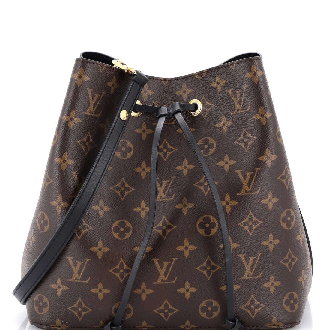 Louis Vuitton NeoNoe Handbag Monogram Canvas with Leather MM: Louis Vuitton NeoNoe Handbag Monogram Canvas with Leather MM Brown Louis Vuitton NeoNoe Handbag Monogram Canvas with Leather MM features a classic bucket design and iconic monogram pattern. The