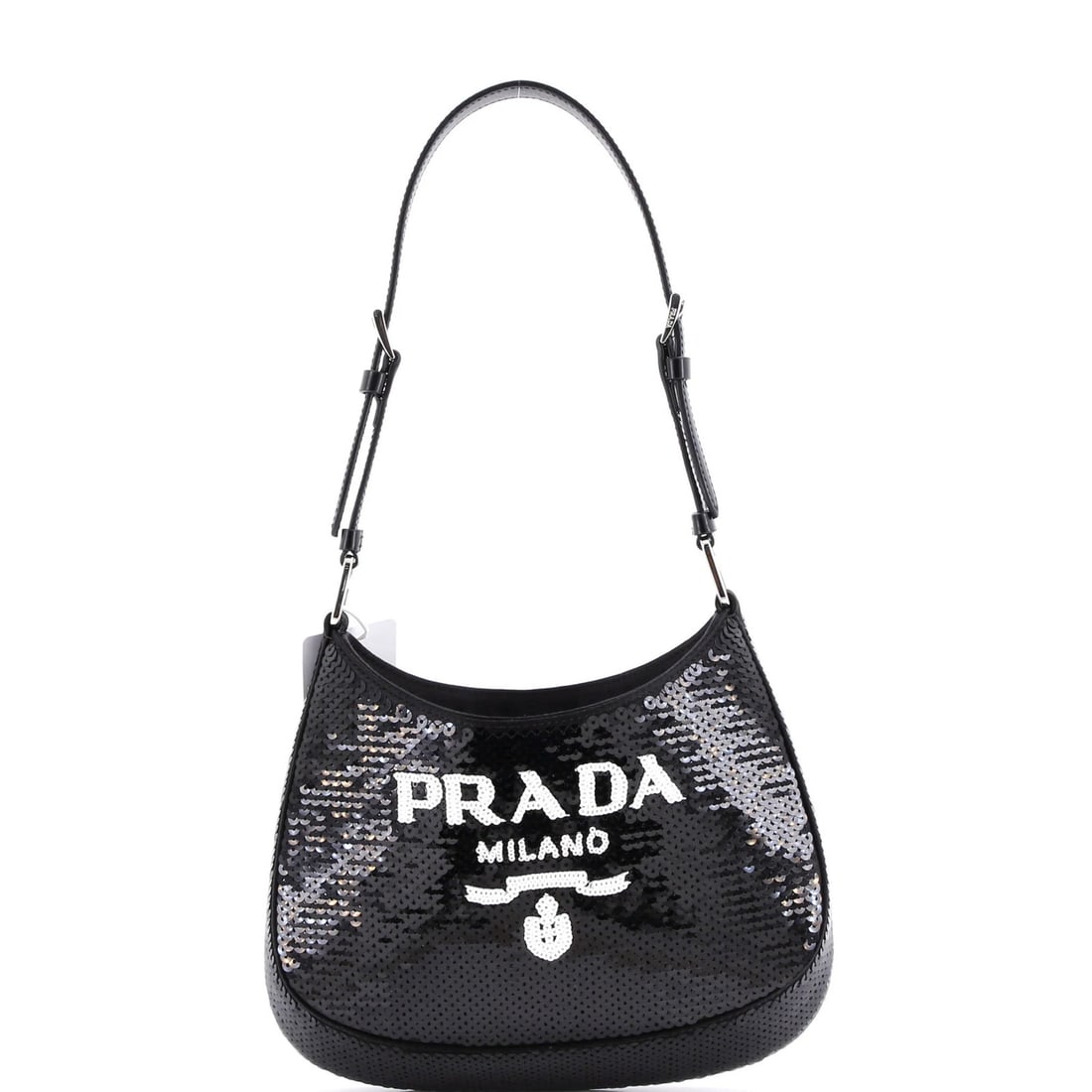 Sequins Cleo Shoulder Small Bag Prada: Sequins Cleo Shoulder Small Bag Prada Small but statement-making, this Sequins Cleo Shoulder Small Bag from Prada boasts a dazzling exterior in black and white sequins, adding a touch of glamour to