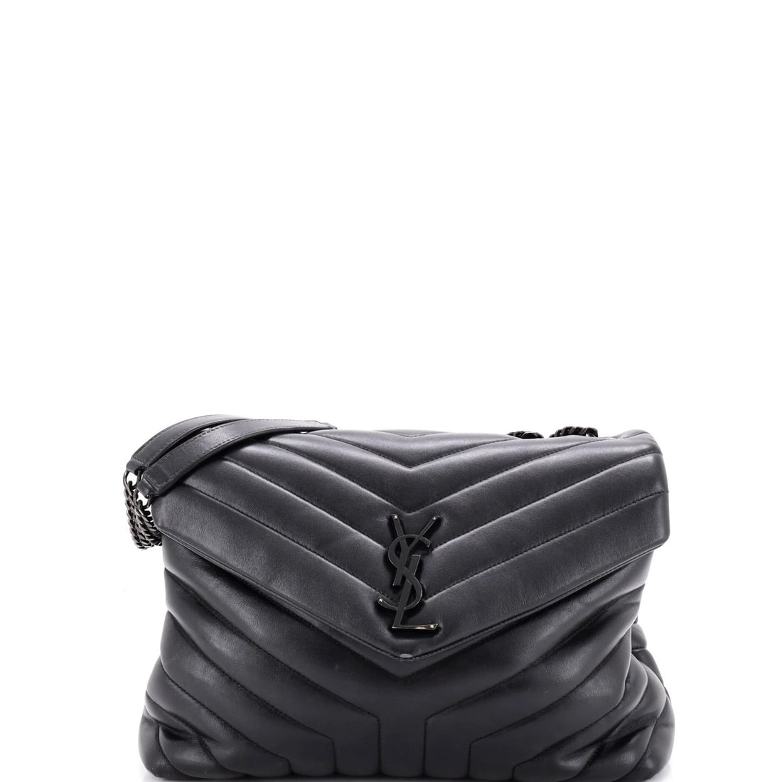Loulou Medium Leather Bag Matelasse Chevron Shoulder Saint Laurent: Loulou Medium Leather Bag Matelasse Chevron Shoulder Saint Laurent The Saint Laurent Loulou Medium Leather Bag features a striking matelasse chevron design in black leather, with a classic shoulder st
