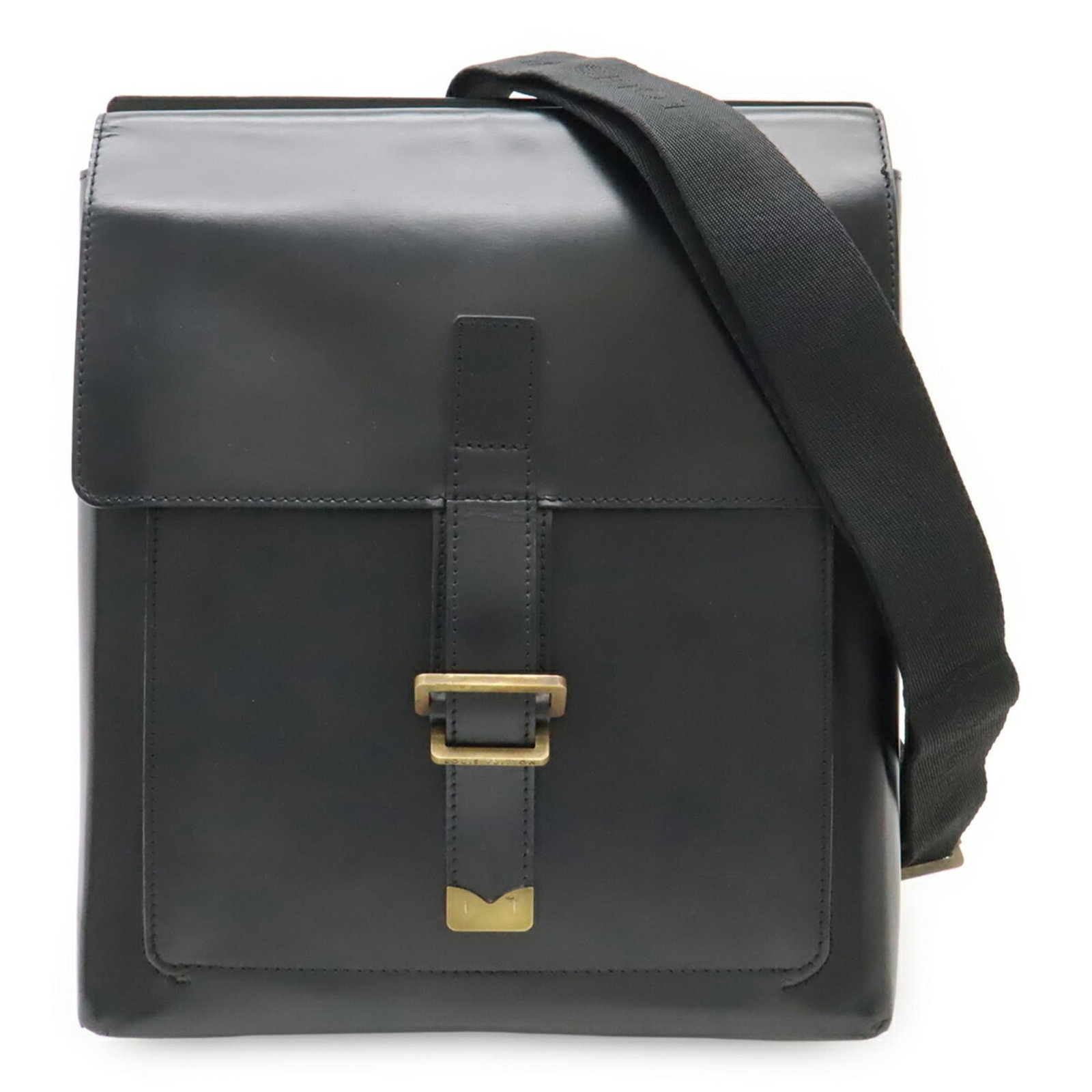 Shoulder Bag Leather Louis Vuitton: Shoulder Bag Leather Louis Vuitton Black leather Louis Vuitton shoulder bag with a sturdy 146cm strap, perfect for everyday use. Made from high-quality calf leather, this bag measures 30cm x 25.5cm x