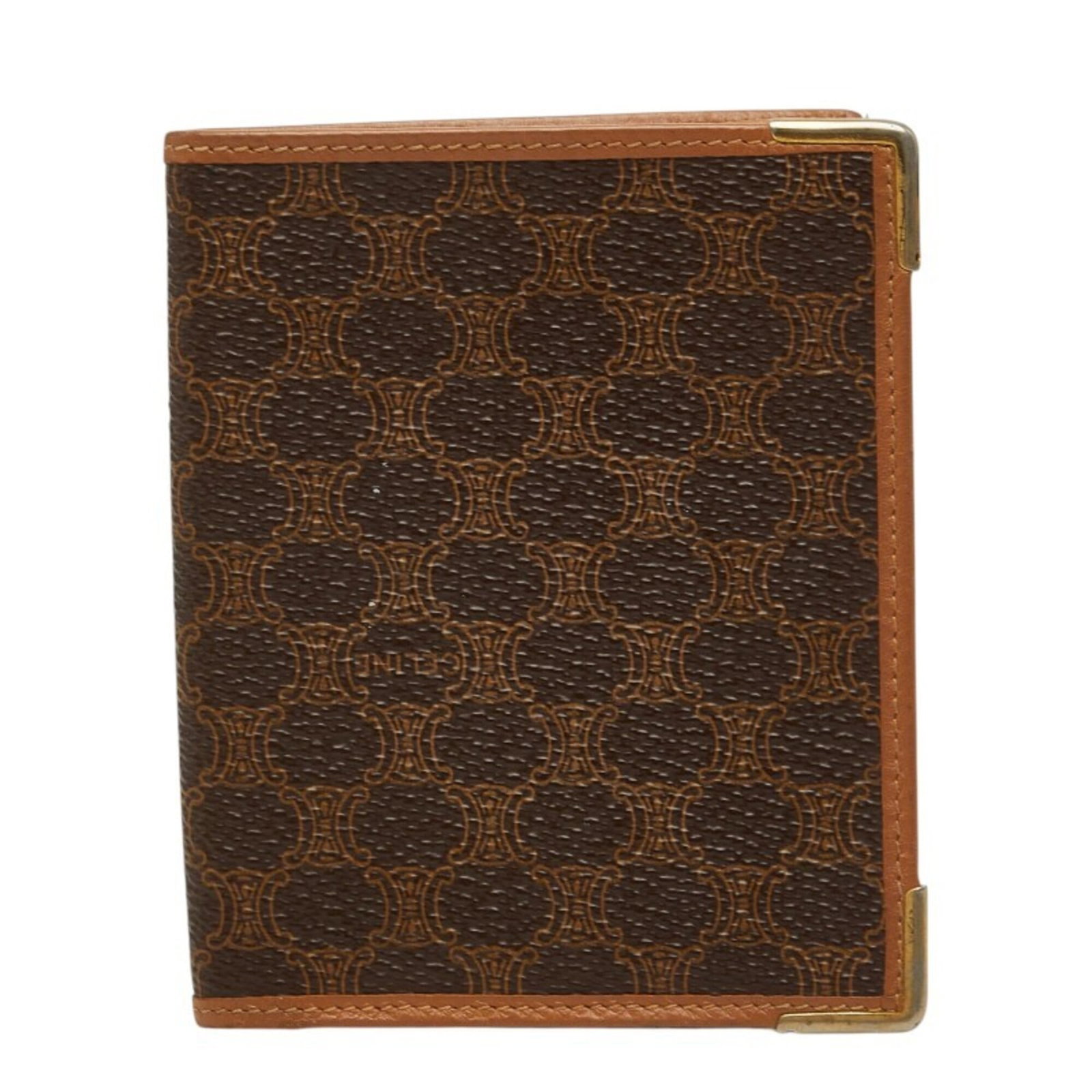 Pvc Leather Celine Bi Fold Wallet: Pvc Leather Celine Bi Fold Wallet The Celine Macadam bi-fold wallet features a unique combination of PVC and leather materials, with a classic brown color and sleek design. Measuring 11cm x 9cm x