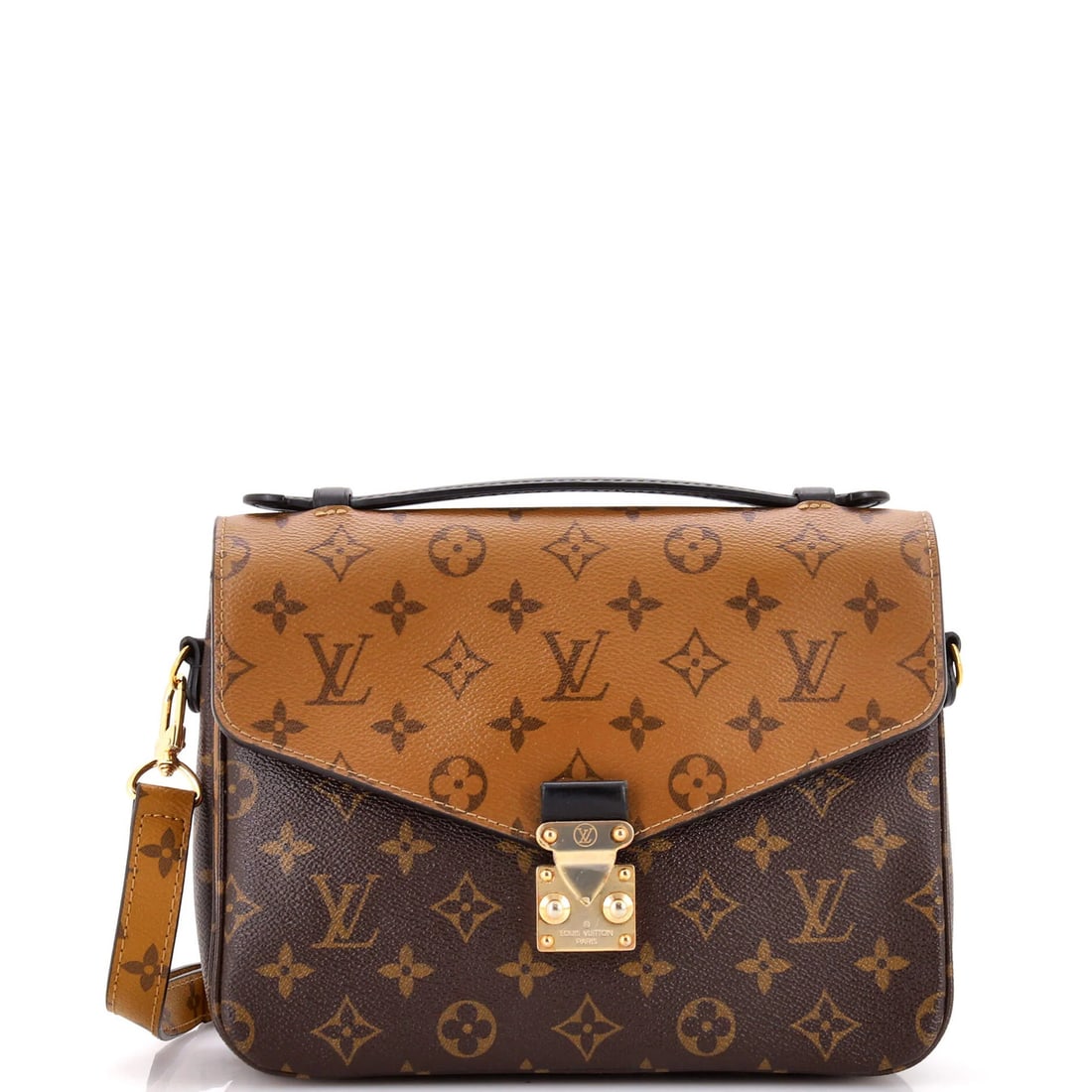 Monogram Reverse Canvas Pochette Louis Vuitton: Monogram Reverse Canvas Pochette Louis Vuitton This Louis Vuitton Monogram Reverse Canvas Pochette is a stylish and functional cross body bag. Its brown exterior features the iconic Louis Vuitton mono