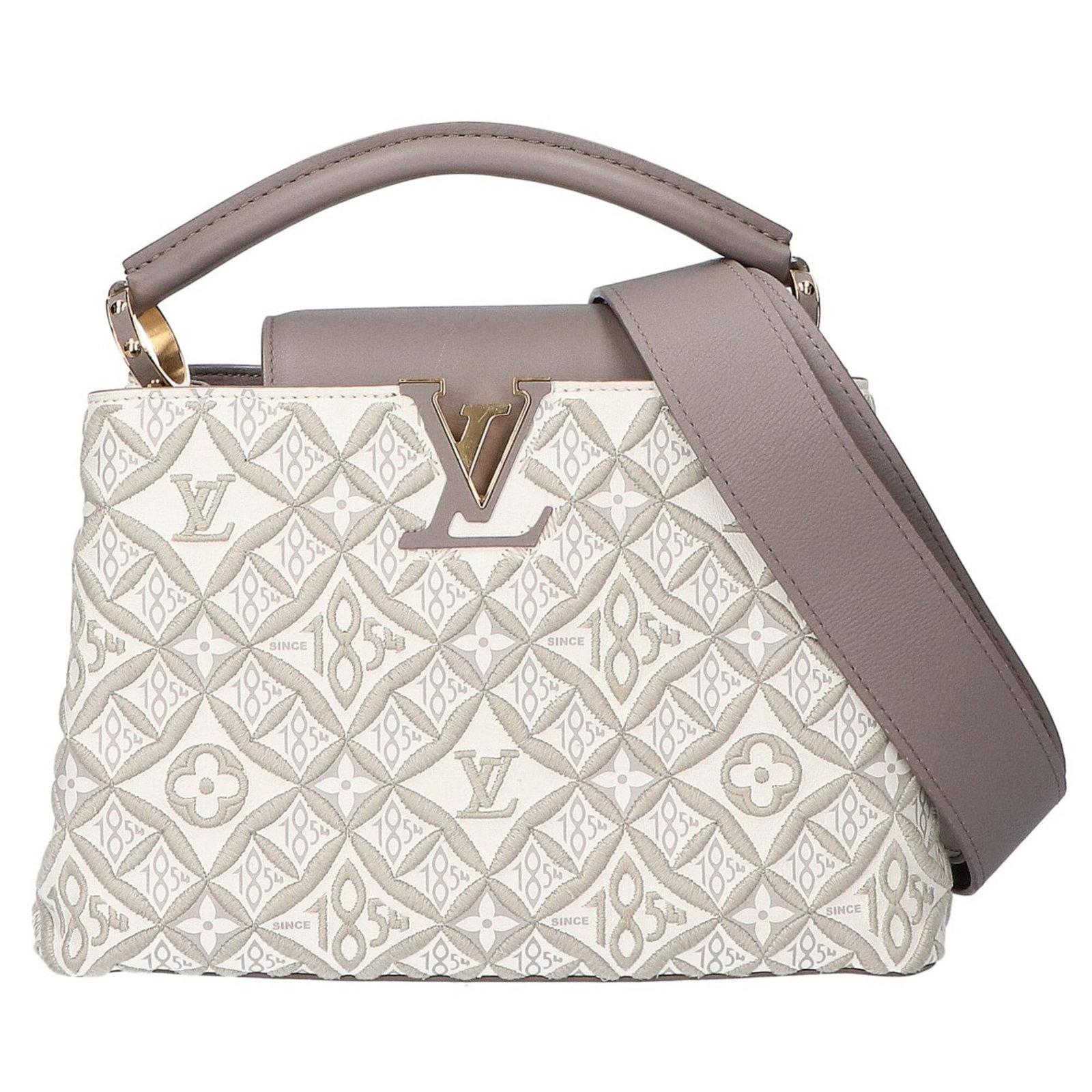 Handbag Leather Louis Vuitton: Handbag Leather Louis Vuitton Item Specifics: Brand: Louis Vuitton Type: Handbag Material: Leather Leather/Fur Type: Calfskin Color: Taupe Hardware Color: Gold Gender: Women Size (HxWxD): 17.5cm x