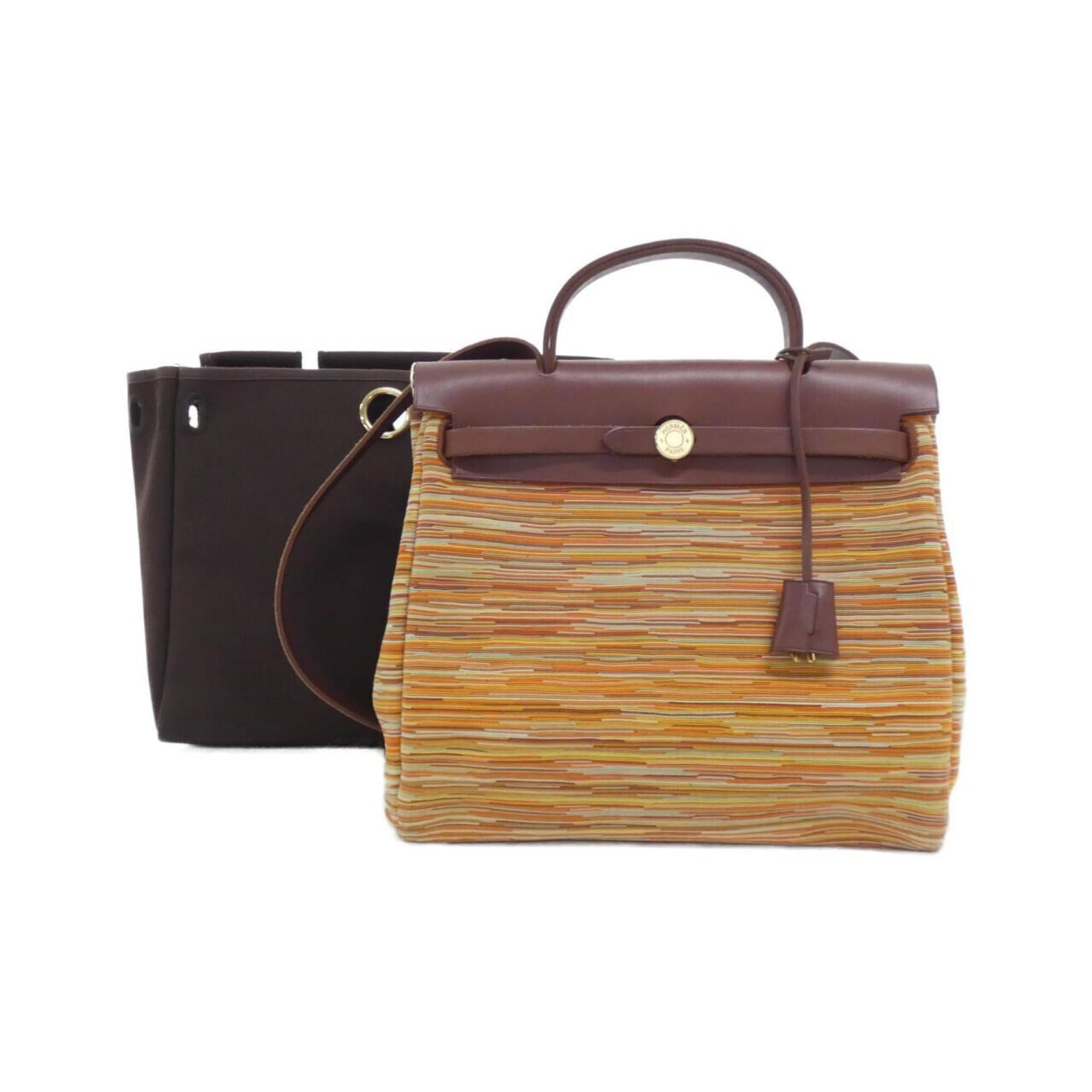 Handbag Leather Hermes: Handbag Leather Hermes Vibrato snip leather craftsmanship meets timeless elegance in this luxurious handbag from Hermes, featuring a rich brown Havane color and precise dimensions of 26cm x 28cm x