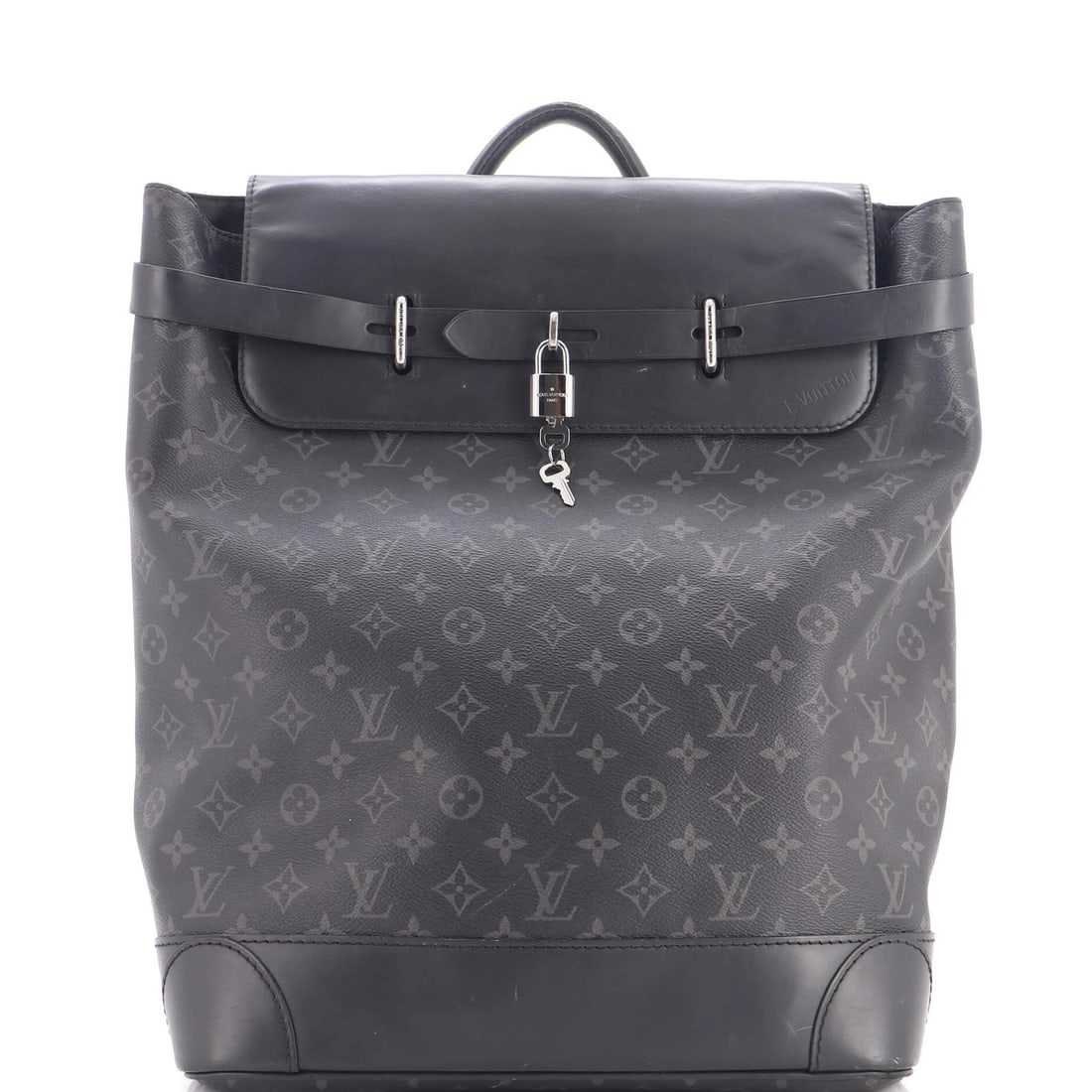Steamer Backpack Monogram Eclipse Louis Vuitton Canvas: Steamer Backpack Monogram Eclipse Louis Vuitton Canvas Black Steamer Backpack Monogram Eclipse Louis Vuitton Canvas features a classic design with a canvas-coated leather exterior and silver hardware.