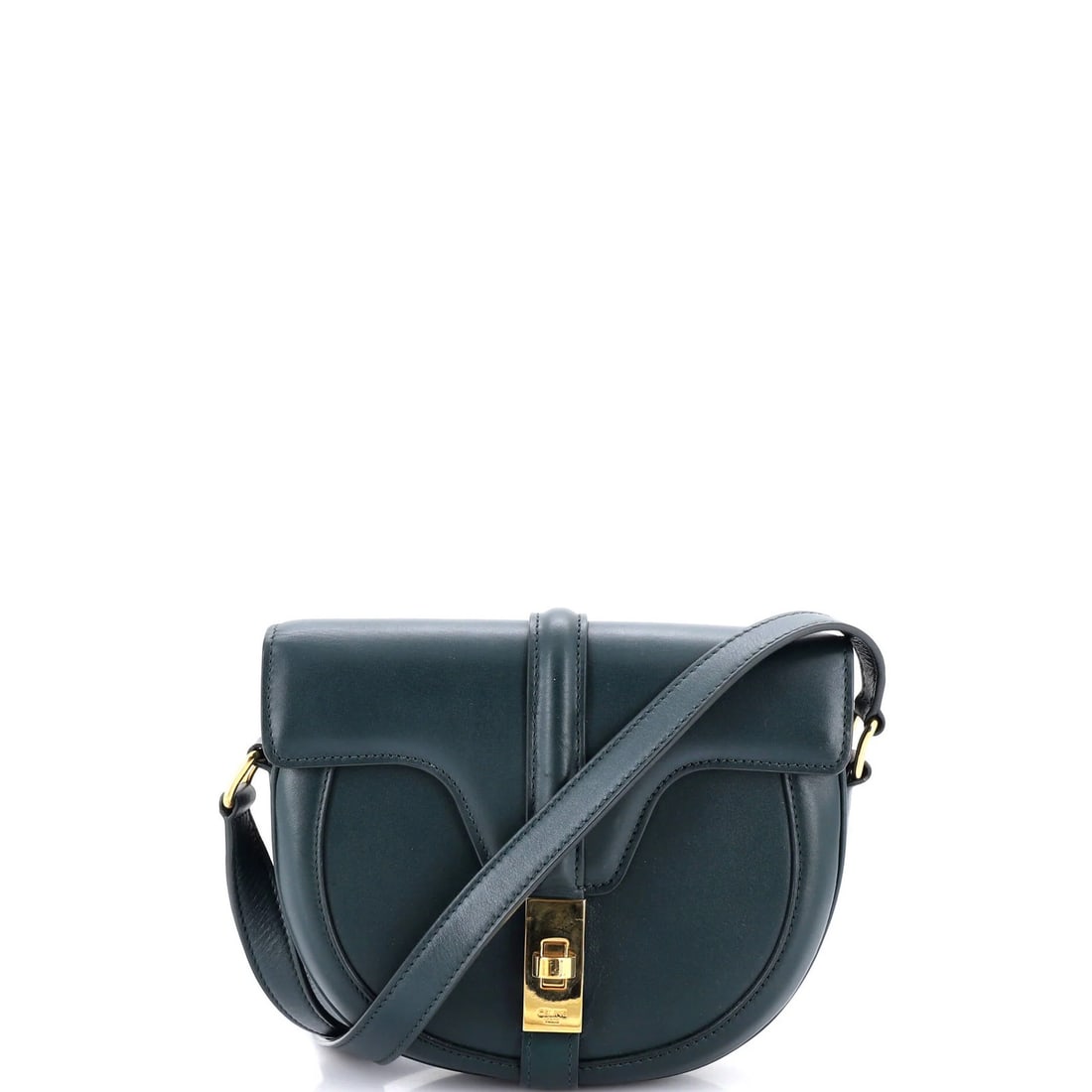 Celine Besace 16 Bag Smooth Calfskin Small: Celine Besace 16 Bag Smooth Calfskin Small The Celine Besace 16 Bag Smooth Calfskin Small features a sleek, green leather exterior with a smooth finish, adorned with gold hardware. This small,