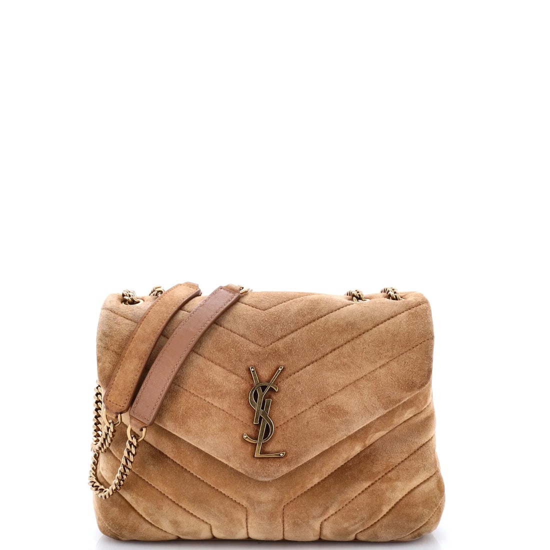 Matelasse Chevron Suede Small Loulou Shoulder Bag Saint Laurent: Matelasse Chevron Suede Small Loulou Shoulder Bag Saint Laurent Suede exterior and chevron pattern add a touch of sophistication to this small Loulou shoulder bag from Saint Laurent. Measuring 7" in