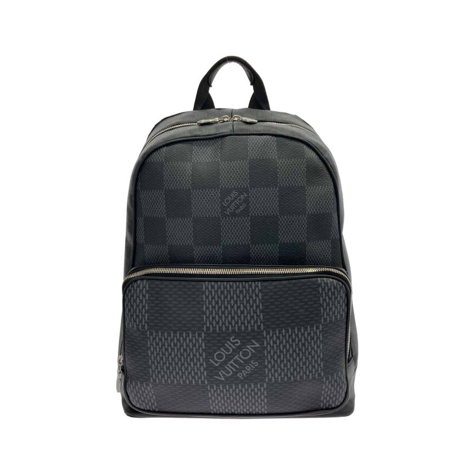 Backpack Coated Canvas Louis Vuitton: Backpack Coated Canvas Louis Vuitton Coated canvas backpack with a sleek graphite finish and silver hardware, measuring 38cm x 35cm x 11cm. This Louis Vuitton design combines durability with a