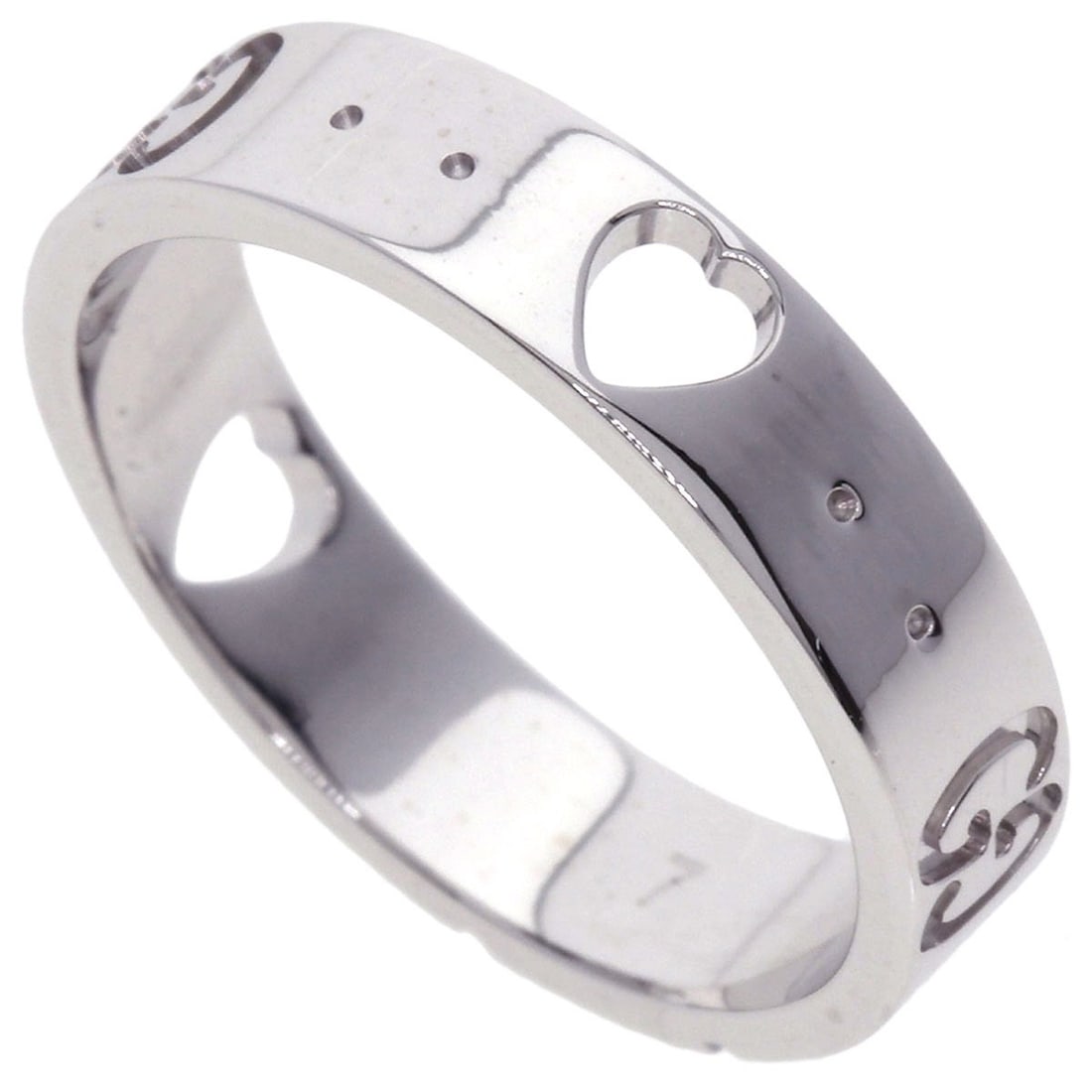 Gucci Icon Amor # 7 Ring K18 White Gold: Gucci Icon Amor # 7 Ring K18 White Gold K18 White Gold Ring with Signature. This Gucci Icon Amor #7 Ring is crafted from 18k gold, featuring a silver-toned exterior and a ring closure. The ring bears