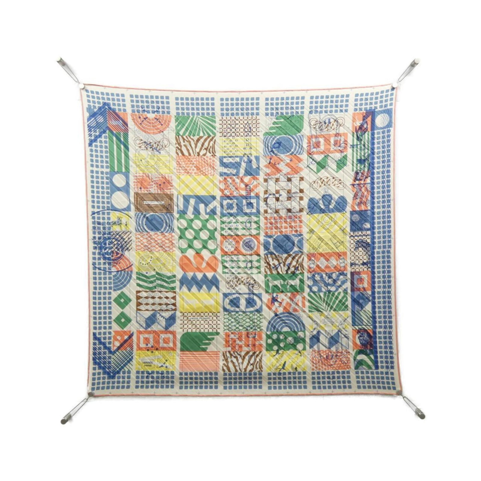 Silk Hermes Scarf: Silk Hermes Scarf Silk from renowned French fashion house Hermes, this multi-color scarf boasts a unique design. Made from high-quality silk, the scarf measures 90cm x 90cm and comes in a luxurious bo