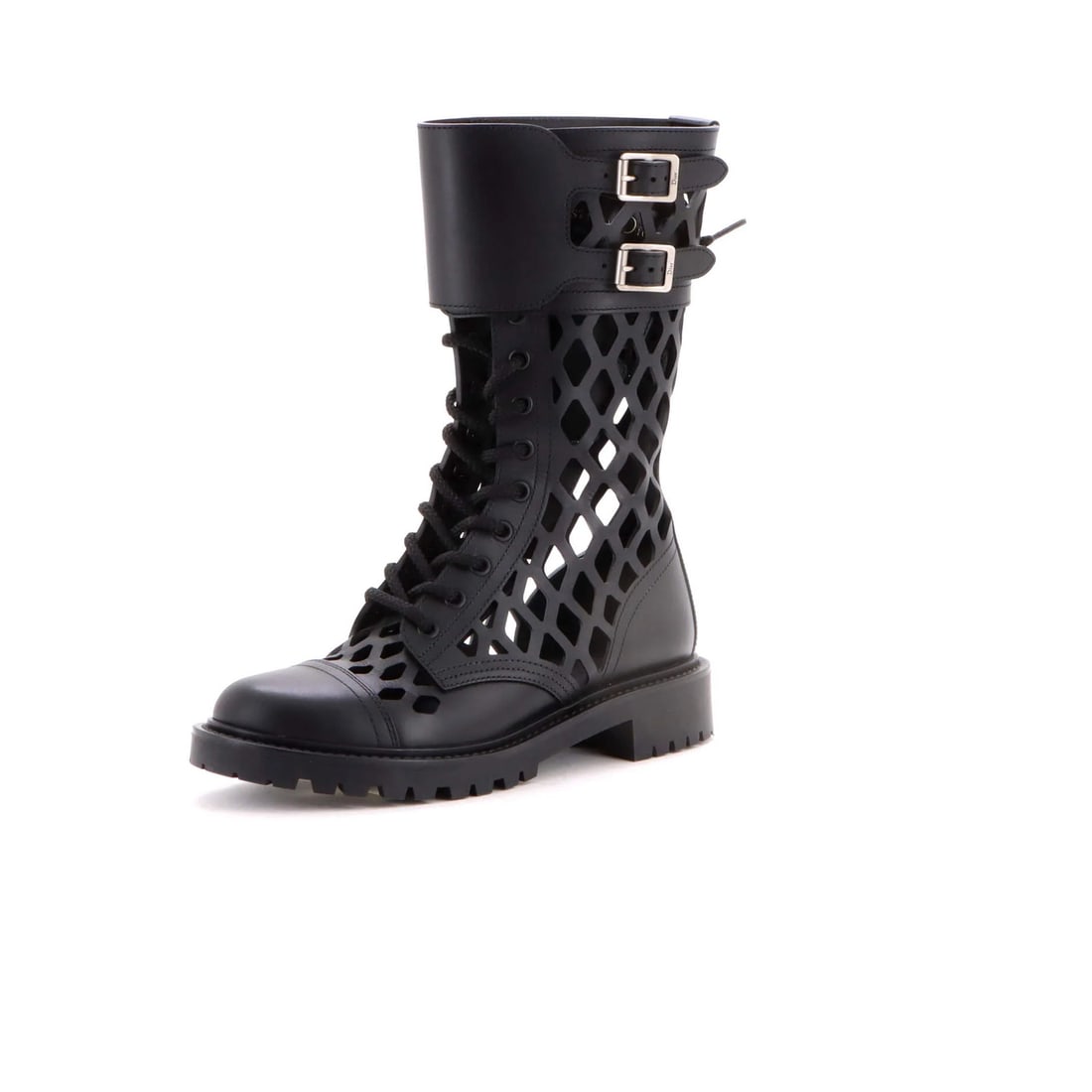 Women's Christian Dior Leather D-Trap Ankle Boots Cut-Out: Women's Christian Dior Leather D-Trap Ankle Boots Cut-Out Black leather D-Trap cut-out ankle boots with a sleek, sophisticated design. The boots feature a distinctive cut-out detail and a classic,