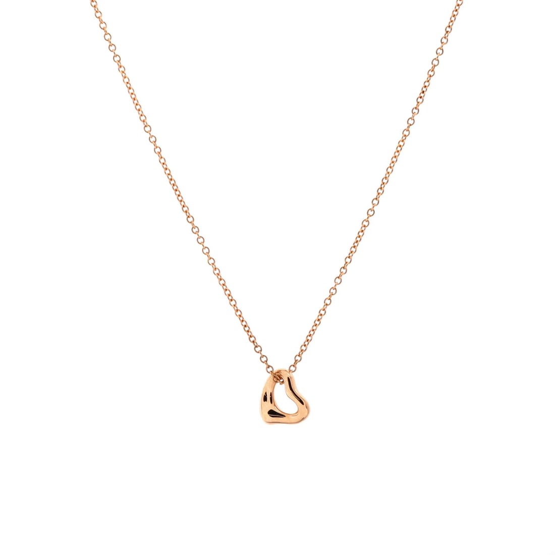 Elsa Peretti Pendant Necklace 18K Rose Gold Open Heart Tiffany: Elsa Peretti Pendant Necklace 18K Rose Gold Open Heart Tiffany 18K Rose Gold Elsa Peretti Open Heart Pendant Necklace from Tiffany & Co. - This exquisite necklace showcases a stunning 18K rose gold op