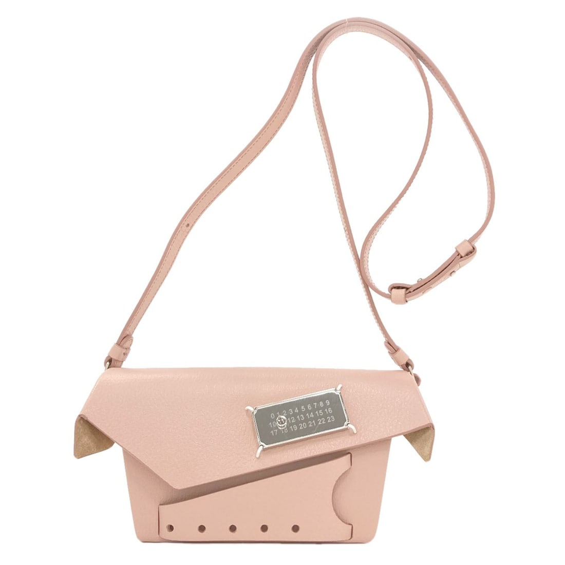 Maisonmargiela Logo Calf Shoulder Bag: Maisonmargiela Logo Calf Shoulder Bag Pink calf shoulder bag with MaisonMargiela logo, featuring a distinctive pink exterior material. This stylish bag showcases the brand's signature style with its