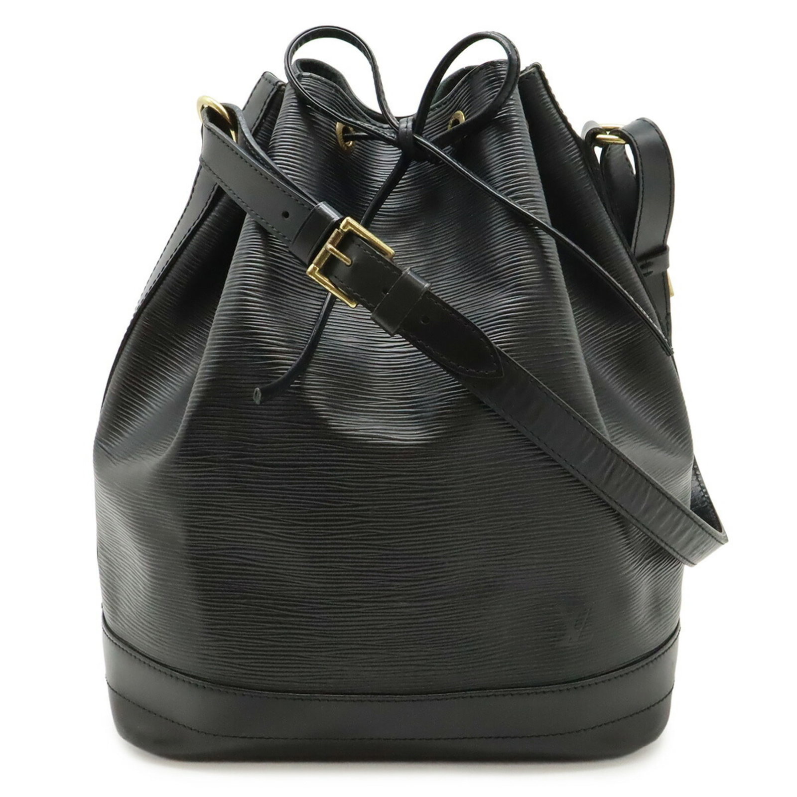 Leather Epi Bag Vuitton Louis: Leather Epi Bag Vuitton Louis Black Epi leather Louis Vuitton bag with classic design, measuring 33.5cm x 26.5cm x 19.5cm. The iconic M59002 model features a timeless shoulder bag style, perfect for