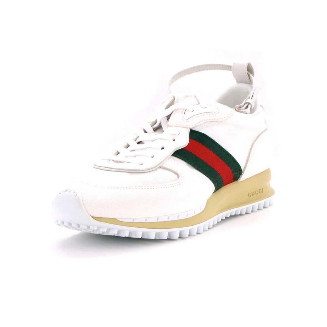 Women's Re Motion Sneakers Nylon Suede Gucci GG: Women's Re Motion Sneakers Nylon Suede Gucci GG White Upper Nylon Suede Gucci GG Re-Motion Sneakers for Women, Excellent Condition. Featuring a unique combination of nylon and suede exterior, these