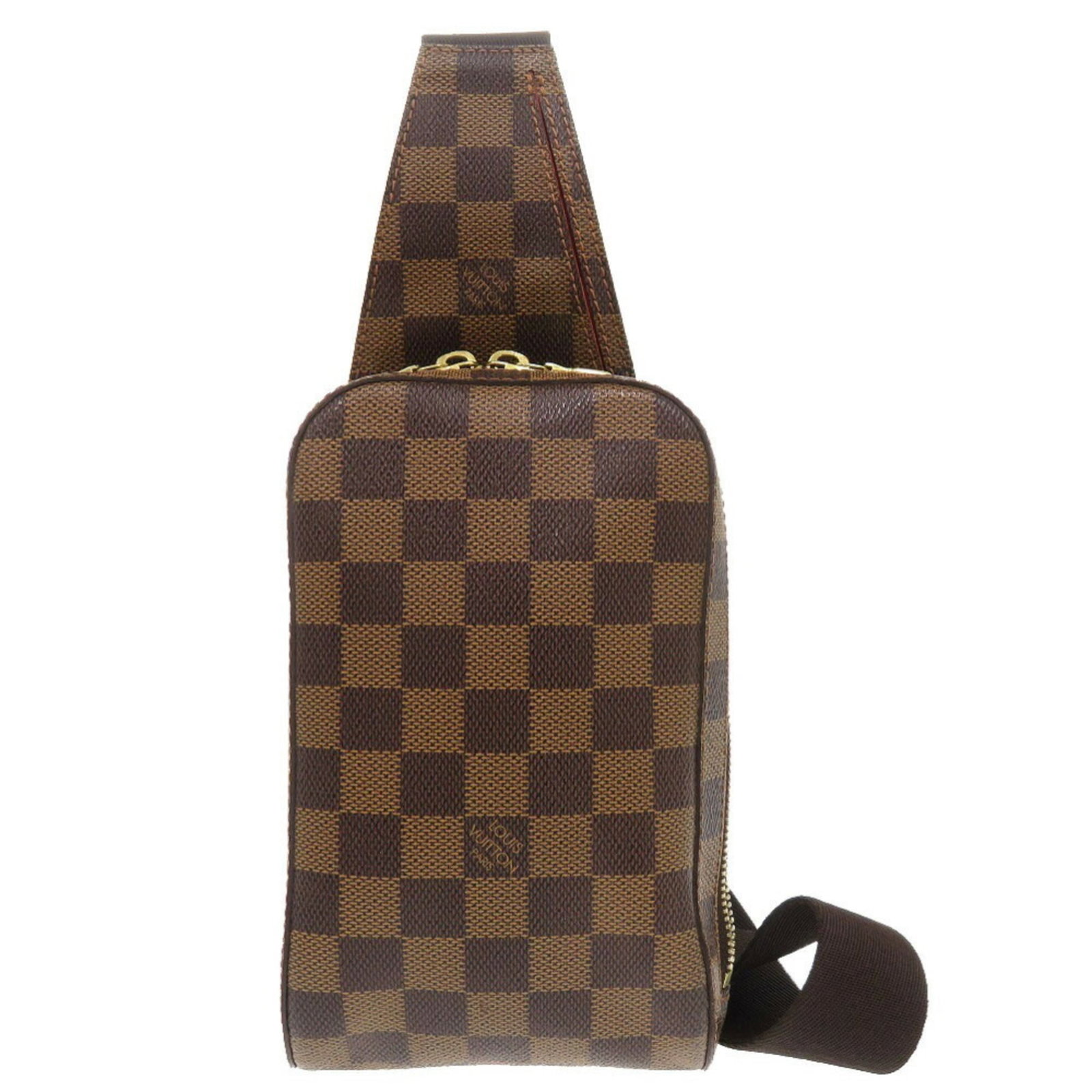 Canvas Sling Bag Damier Louis Vuitton: Canvas Sling Bag Damier Louis Vuitton Damier Canvas Sling Bag by Louis Vuitton. This Ebene-colored sling bag features the iconic Damier pattern, a classic design element of the Louis Vuitton brand.