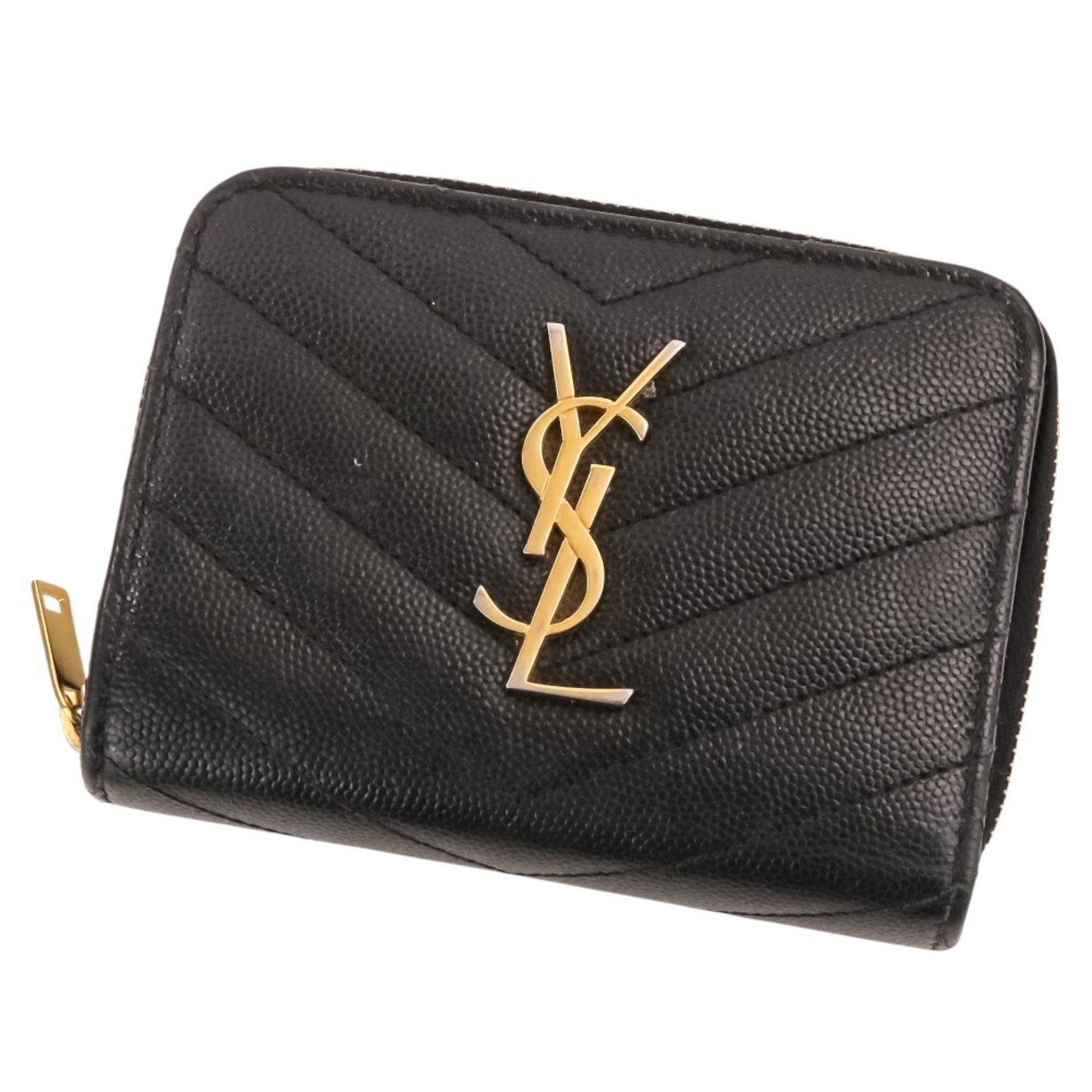 Saint Laurent Wallet Bi-Fold Leather: Saint Laurent Wallet Bi-Fold Leather This black leather bi-fold wallet from Yves Saint Laurent features a sleek design and classic style. Made from high-quality leather, its slim size makes it easy