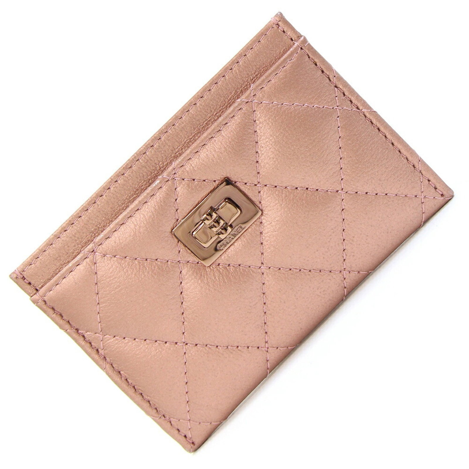 Chanel Card Case Leather: Chanel Card Case Leather Champagne and pink hues blend in perfect harmony, showcasing the luxurious feel of this Chanel card case leather. Made from high-quality leather, its 7.5cm x 11cm dimensions p