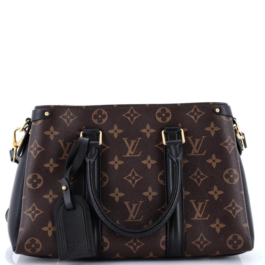 Monogram Canvas with Leather BB Tote Soufflot Louis Vuitton: Monogram Canvas with Leather BB Tote Soufflot Louis Vuitton Canvas Coated Leather Louis Vuitton Soufflot Tote with Monogram Design, featuring a classic top handle and gold hardware, is a stylish and