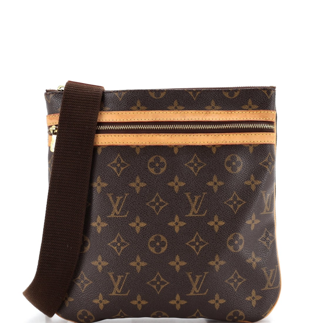 Canvas Bosphore Monogram Pochette Louis Vuitton: Canvas Bosphore Monogram Pochette Louis Vuitton Canvas Bosphore Monogram Pochette Louis Vuitton in Brown. This cross body bag features a canvas exterior with a brown interior, gold hardware, and a
