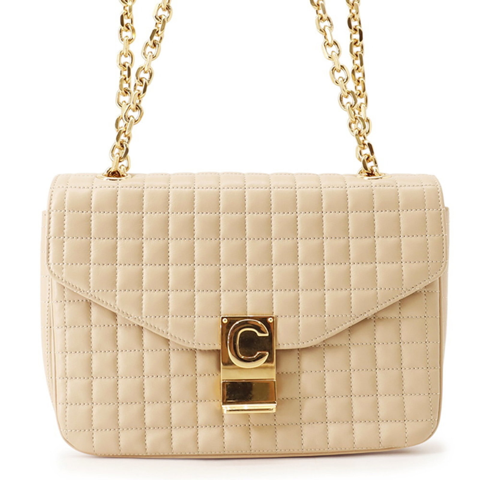 Handbag Leather Shoulder Bag Celine: Handbag Leather Shoulder Bag Celine This beige leather shoulder bag from Celine features a classic design with clean lines and a timeless aesthetic. Made from high-quality leather, the bag measures