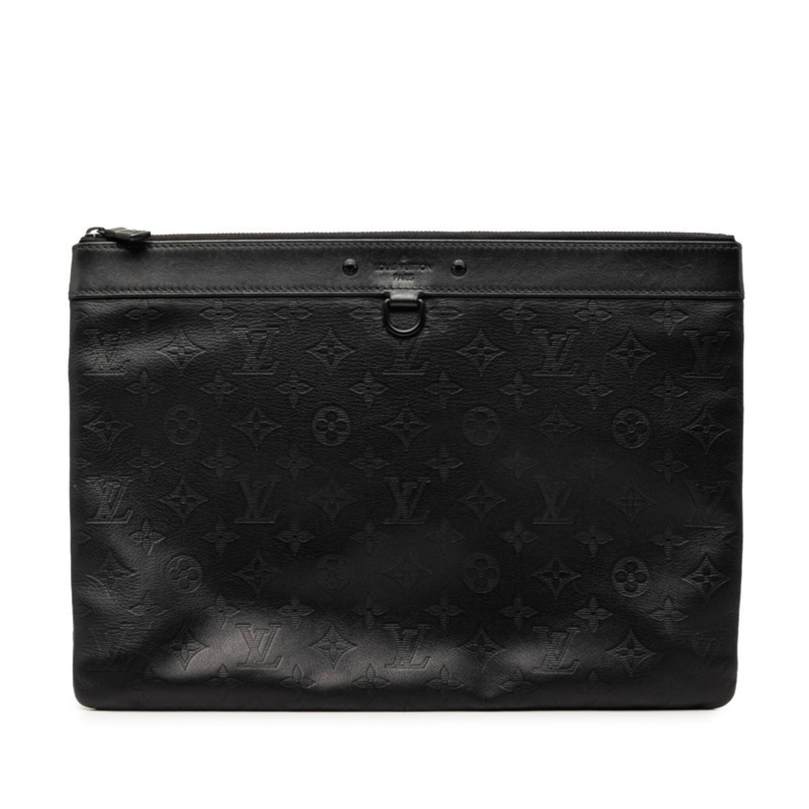 Clutch Bag Leather Louis Vuitton: Clutch Bag Leather Louis Vuitton Black, Noir leather Louis Vuitton clutch bag with dimensions 25cm x 35cm x 1cm. This sleek and stylish clutch features classic Louis Vuitton design, perfect for