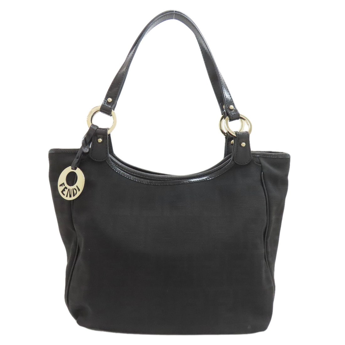 Pattern Fendi Zucca Tote Bag Pvc: Pattern Fendi Zucca Tote Bag Pvc Black PVC Fendi Zucca Tote Bag. Made from PVC, this tote bag features a classic Fendi design. With its sleek black exterior, this bag is a stylish accessory. Item