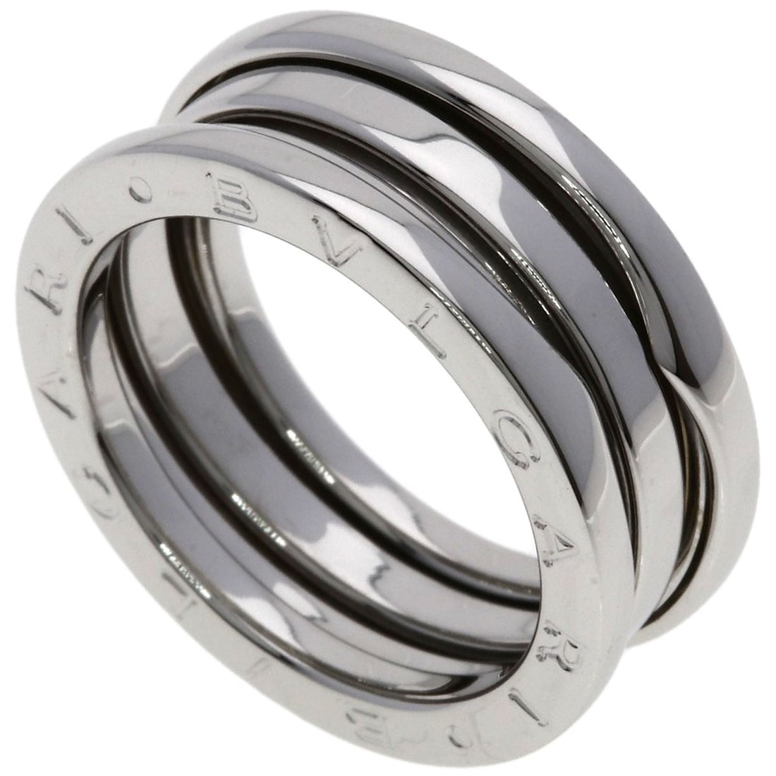 Band Bvlgari K18 White Gold 2 Ring Zero1 #53: Band Bvlgari K18 White Gold 2 Ring Zero1 #53 K18 White Gold 2 Ring Zero1 #53 by BVLGARI is a striking silver metal band featuring a unique design. This 6.5 US ring size piece boasts a K18 purity,