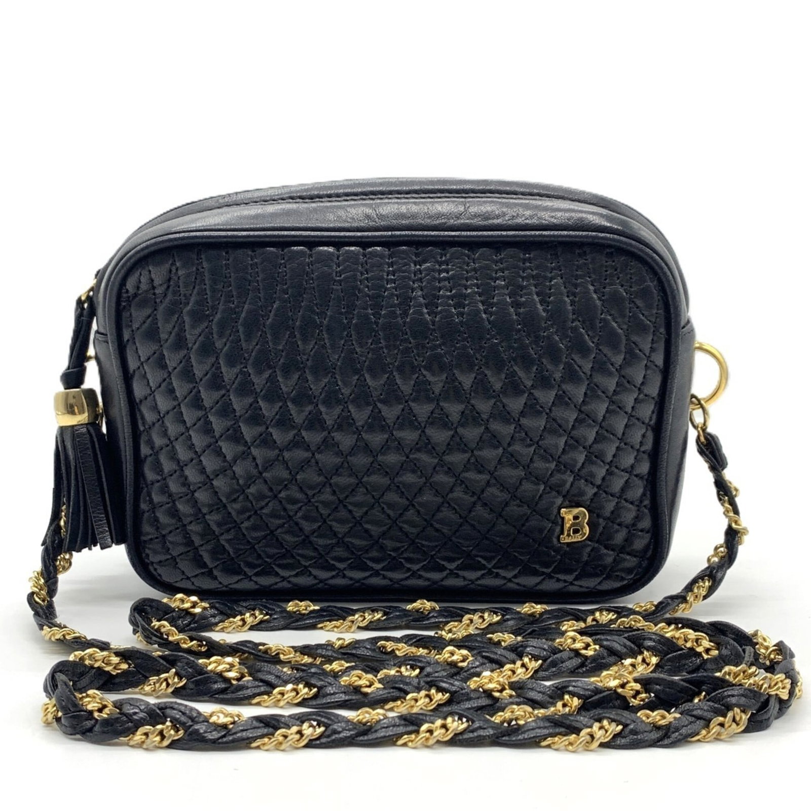 Bag Leather Bally Shoulder: Bag Leather Bally Shoulder Black leather shoulder bag from Bally, measuring 13.5cm x 18.5cm x 5.5cm. This bag features a classic design with a sleek, structured shape. Made from high-quality leather,