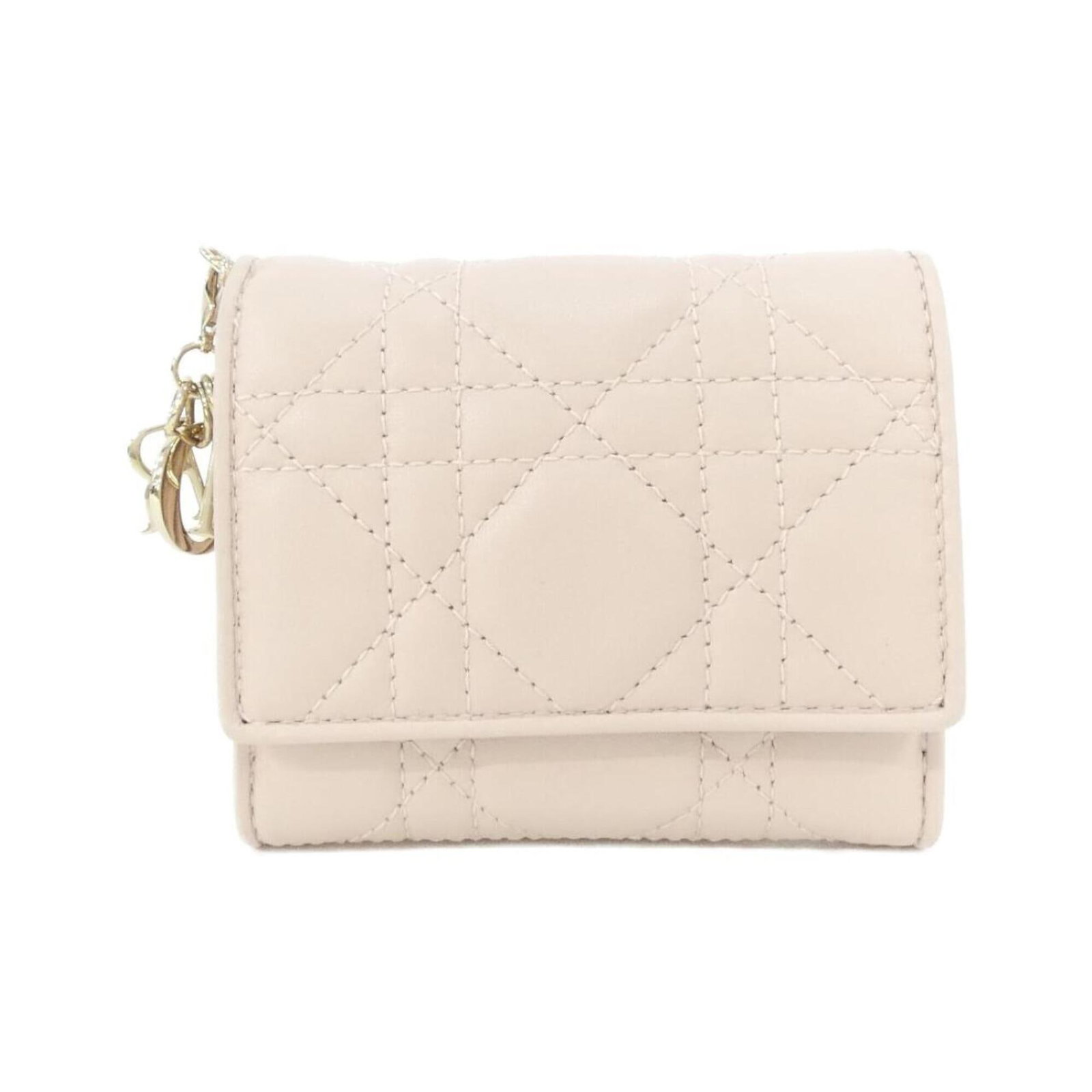 Christian Dior Wallet (Tri-Fold) Leather: Christian Dior Wallet (Tri-Fold) Leather Tri-fold leather wallet from Christian Dior, crafted from high-quality lamb leather in a vibrant pink hue. Measuring 8cm x 10cm x 2cm, this elegant wallet is d
