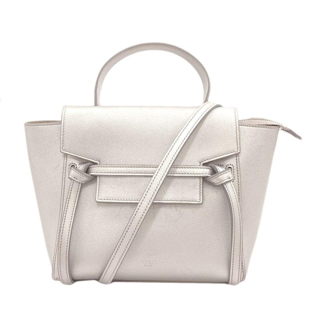 Calf Nano Belt Bag 2Way Handbag: Calf Nano Belt Bag 2Way Handbag Silver Celine Calf Nano Belt Bag with Magnetic Closure, featuring a 7.1 inch height and 4.5 inch depth, and made from high-quality calf exterior material. This stylish 