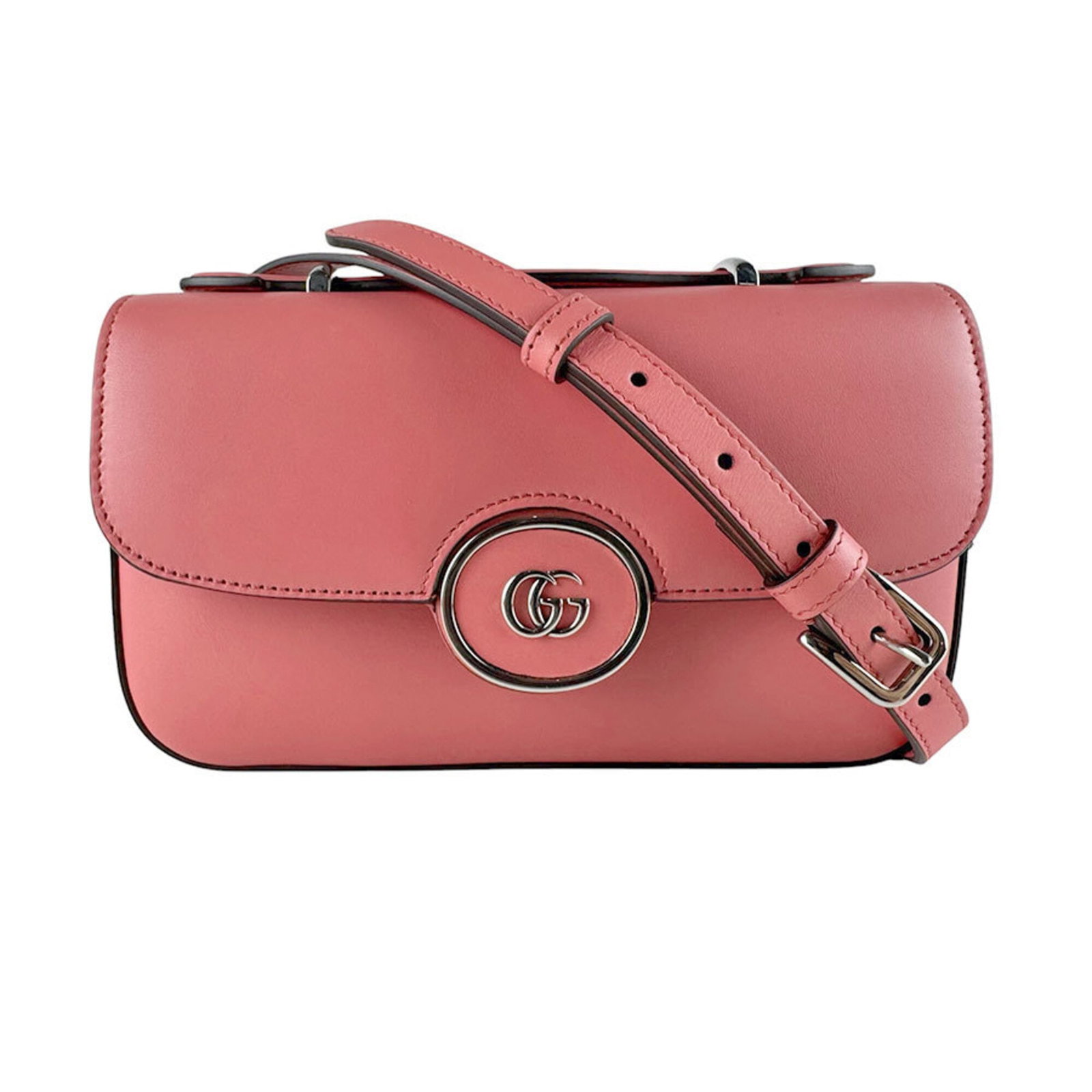 Shoulder Bag Leather: Shoulder Bag Leather Pink leather shoulder bag from Gucci, measuring 13cm x 21cm x 5cm, with a classic design and sleek finish. This stylish bag features high-quality leather construction and a timele