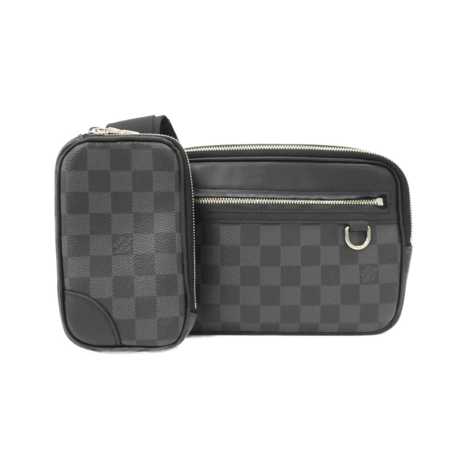 Coated Canvas Shoulder Bag Pouch By Louis Vuitton: Coated Canvas Shoulder Bag Pouch By Louis Vuitton Coated canvas shoulder bag pouch by Louis Vuitton, featuring a sleek graphite color and silver hardware. This compact, 15cm shoulder bag is made from