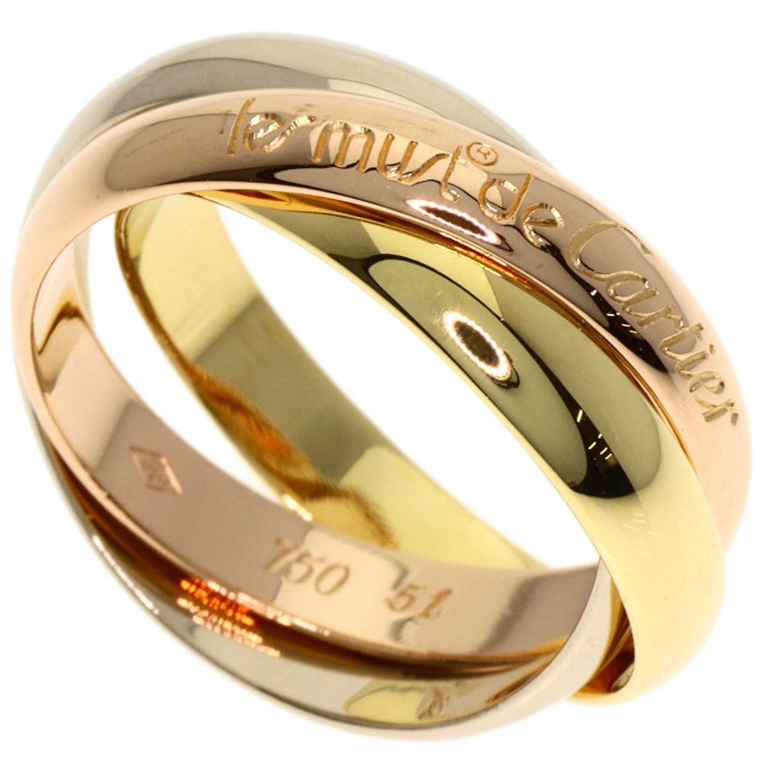 Cartier Trinity #51 Ring K18 Yellow Gold K18 White Gold: Cartier Trinity #51 Ring K18 Yellow Gold K18 White Gold K18 Yellow Gold and White Gold Cartier Trinity Ring, size 5.75, features a unique combination of two precious metals, showcasing the brand's